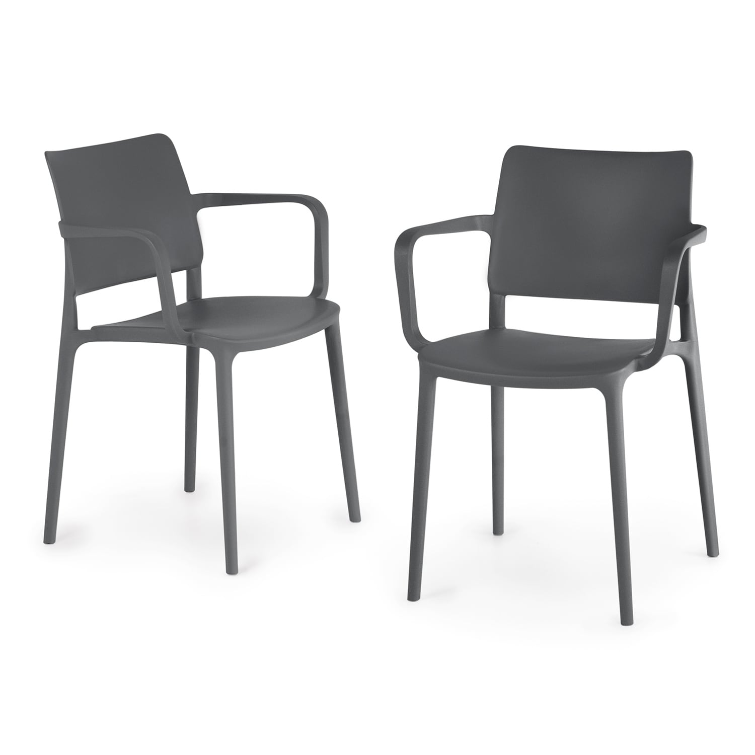 World Rug Gallery JK8050ANTRAC2 SeriesW1 Set of 2 Stackable Anthracite Resin Frame Stationary Dining Chair with Solid Seat