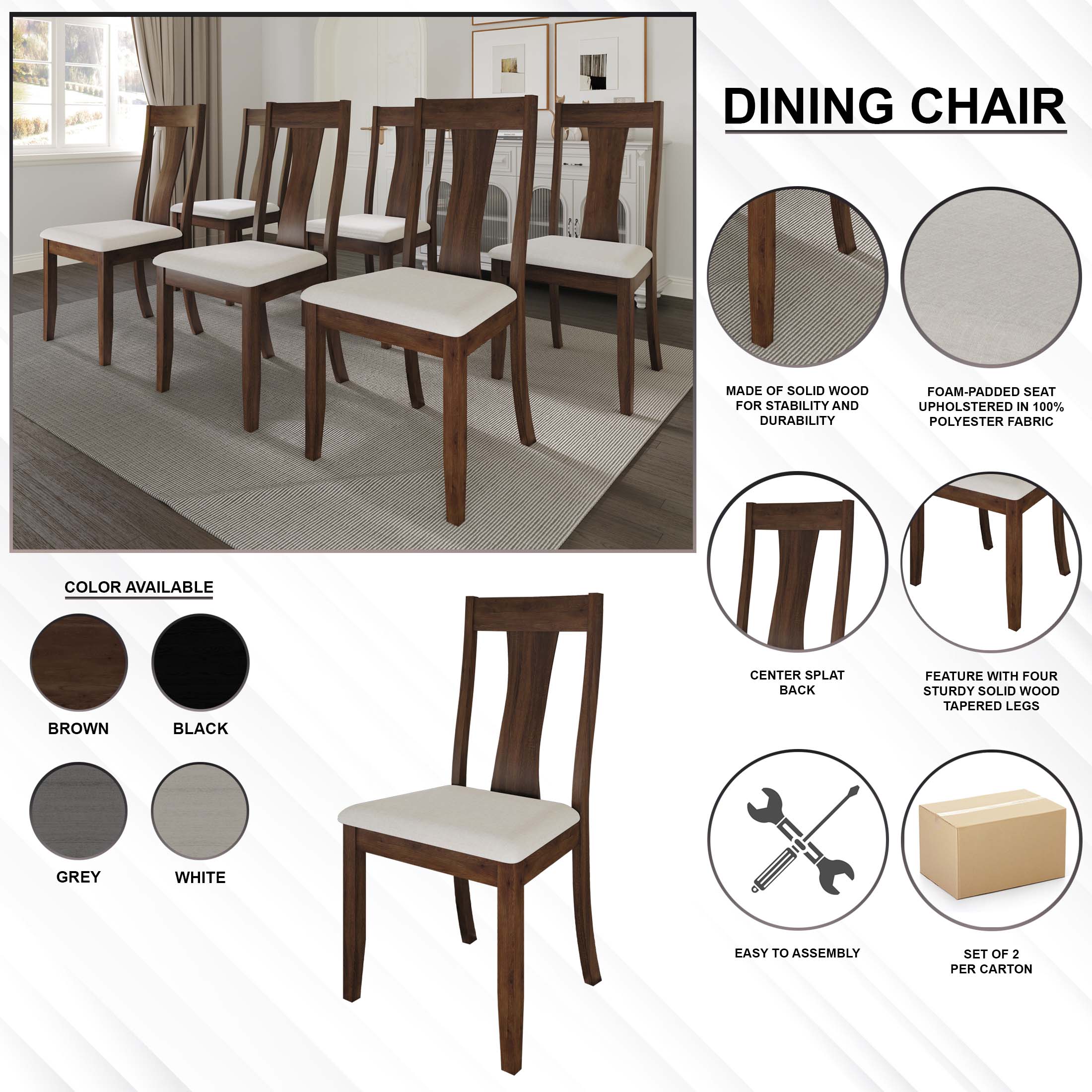 CasePiece C3066US-BK-WD-2X Dining-Chairs - View #8