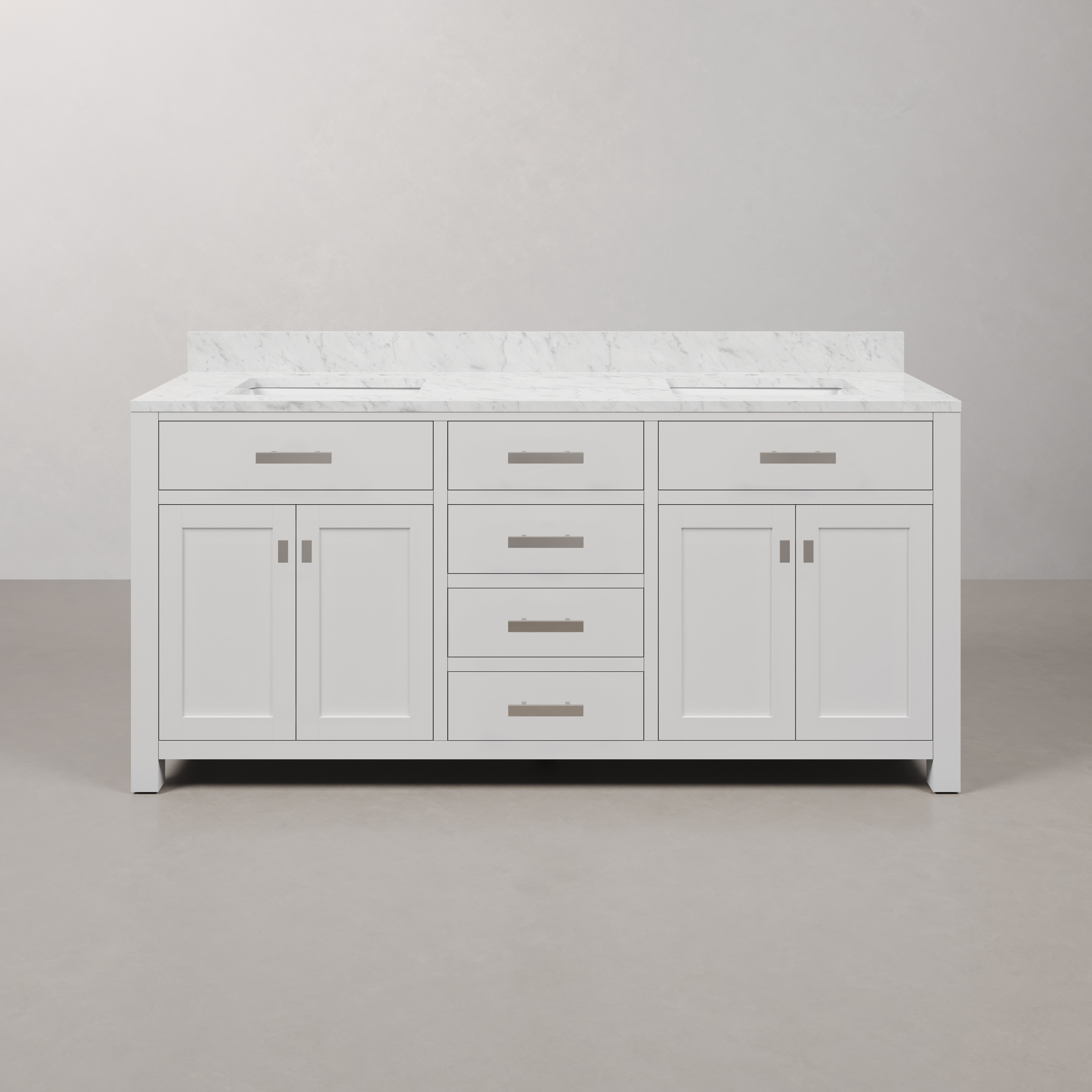 Water Creation MADISON72W Madison 72-in Pure white Undermount Double sink Bathroom Vanity with Carrara white Natural marble Top