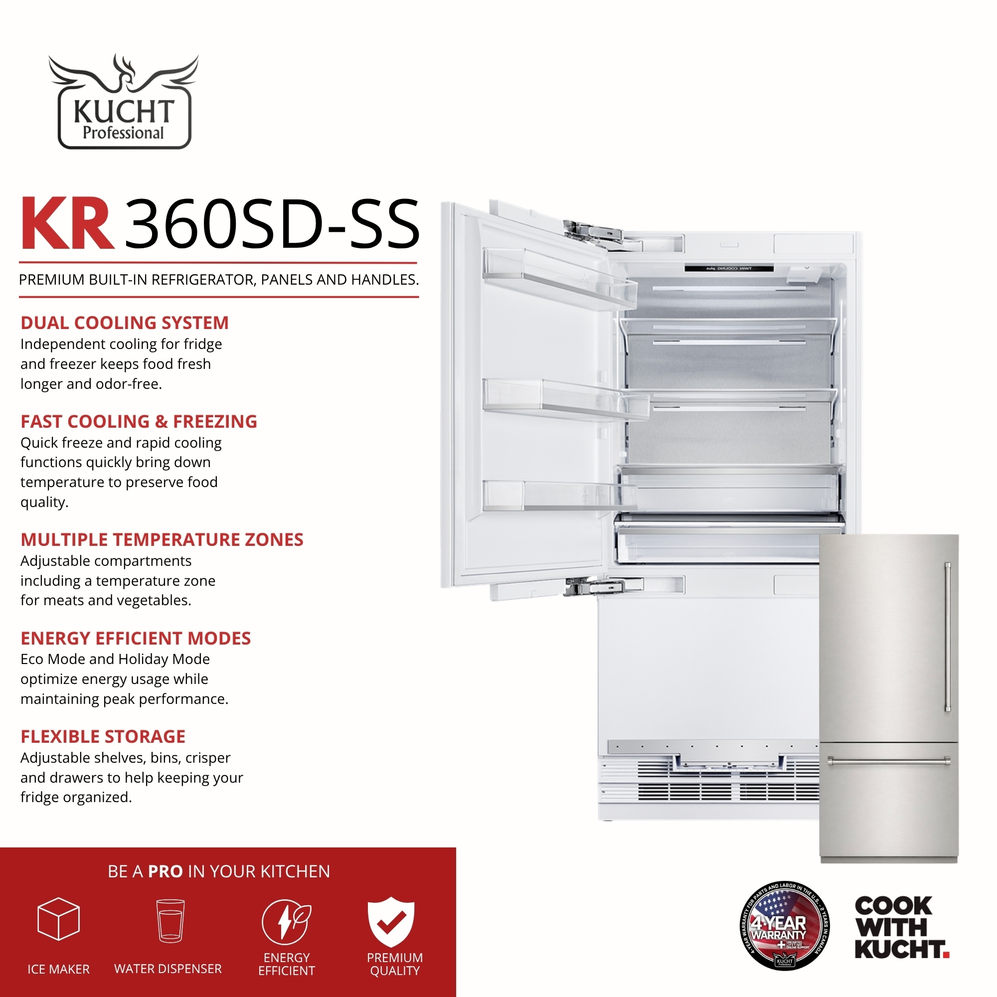 Kucht KR360SD-SS Freezerless-Refrigerators - View #4