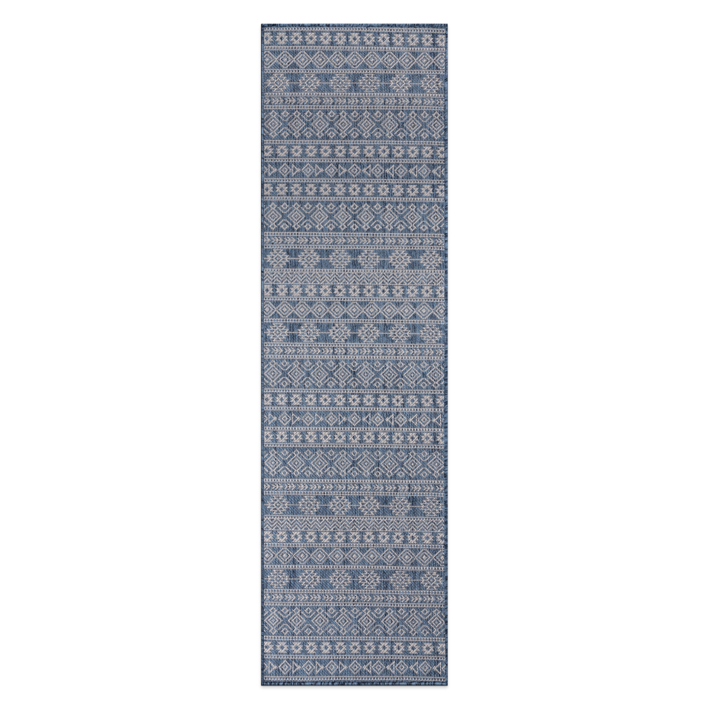 World Rug Gallery 123BLUE2X7 Summer 2 x 7 (ft) Loomed Polypropylene Blue Rectangular Indoor/Outdoor Geometric Global Area rug