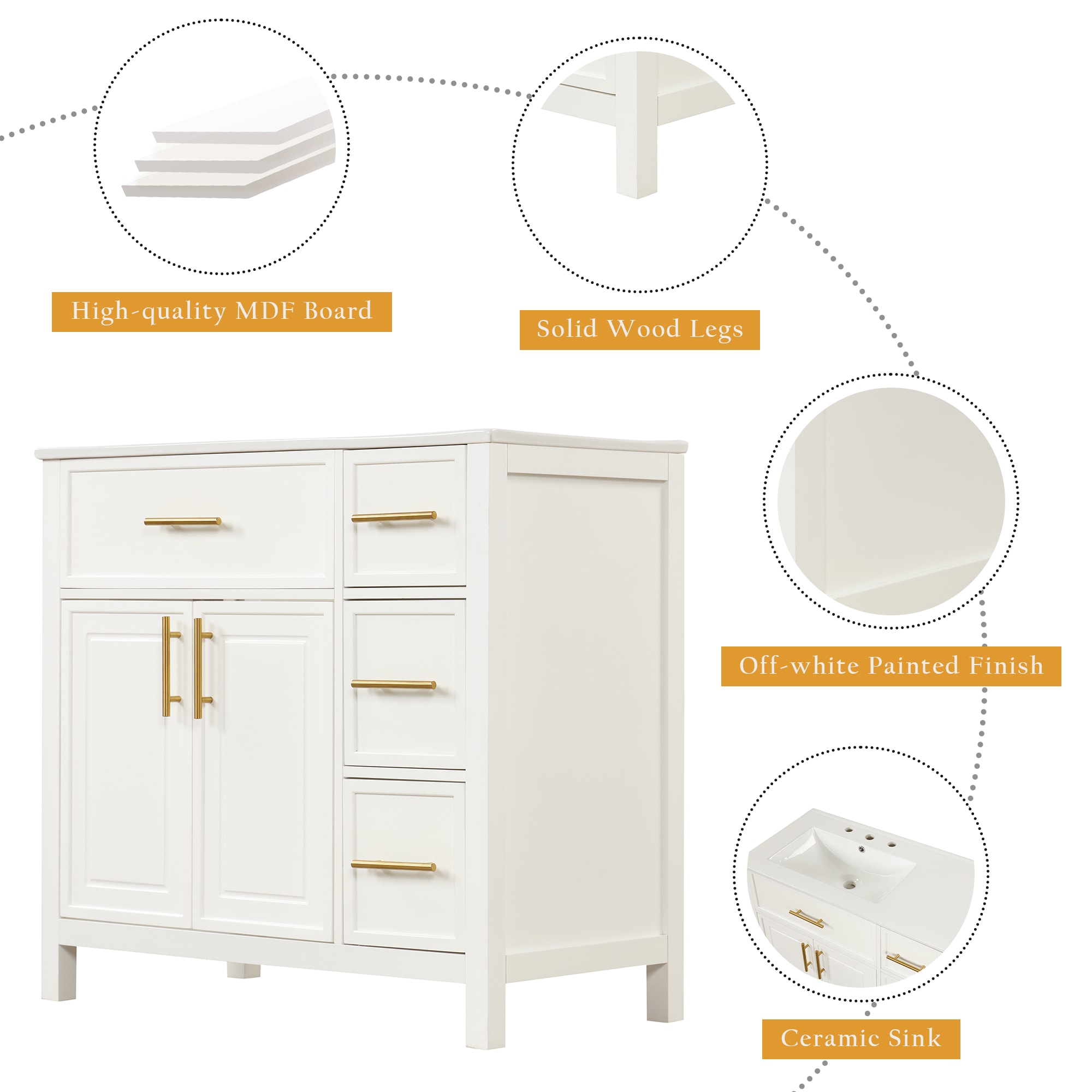 WELLFOR NIE-M5TP995 Bath-Vanity-Combo - View #4