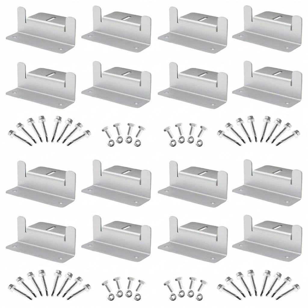 Misopily  16 Piece Aluminum Solar Panel Z Bracket Mounting Kit with Stainless Steel Bolts and Screws for RV Trailer Boat Yacht Shed Garage Roofs