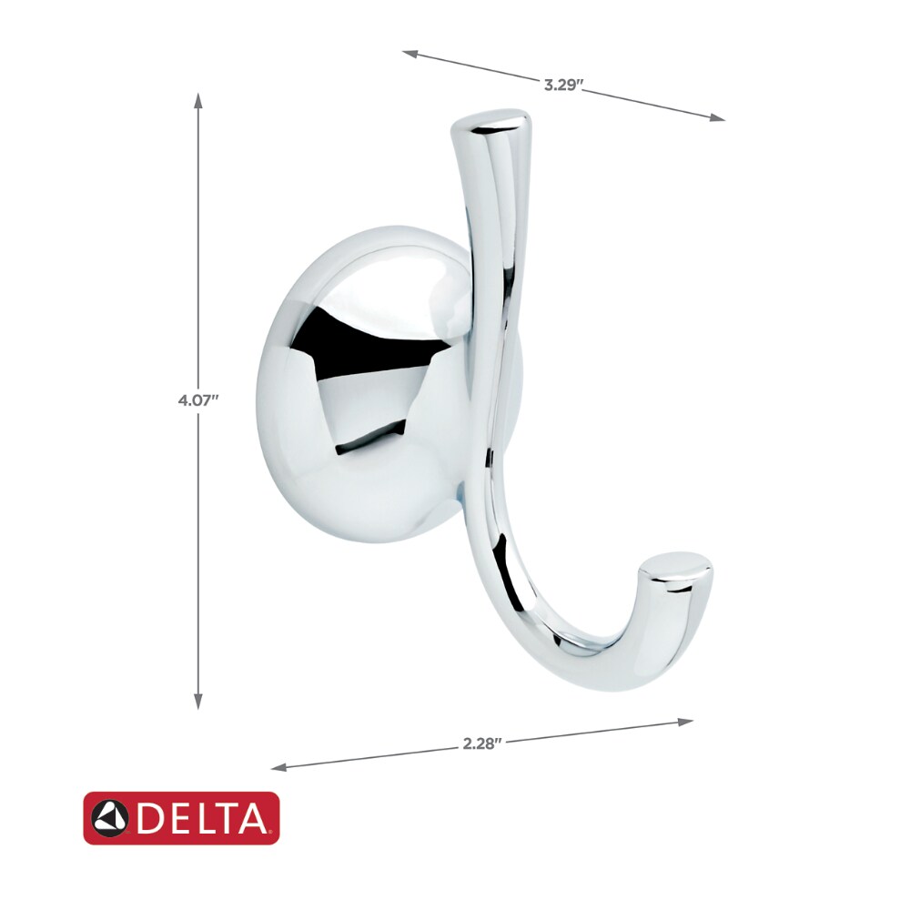 Delta Foundations Polished Chrome Double-Hook Wall Mount Towel Hook in ...