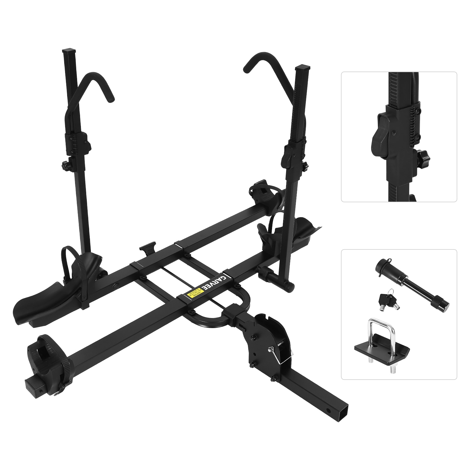 IdealHouse Heavy Duty Carbon Steel Platform Bike Rack for 2 Bikes Ratchet System 200lbs Capacity 2 Inch Hitch for Ebikes and Fat Tire Bicycles Easy Tilt and Fold Black