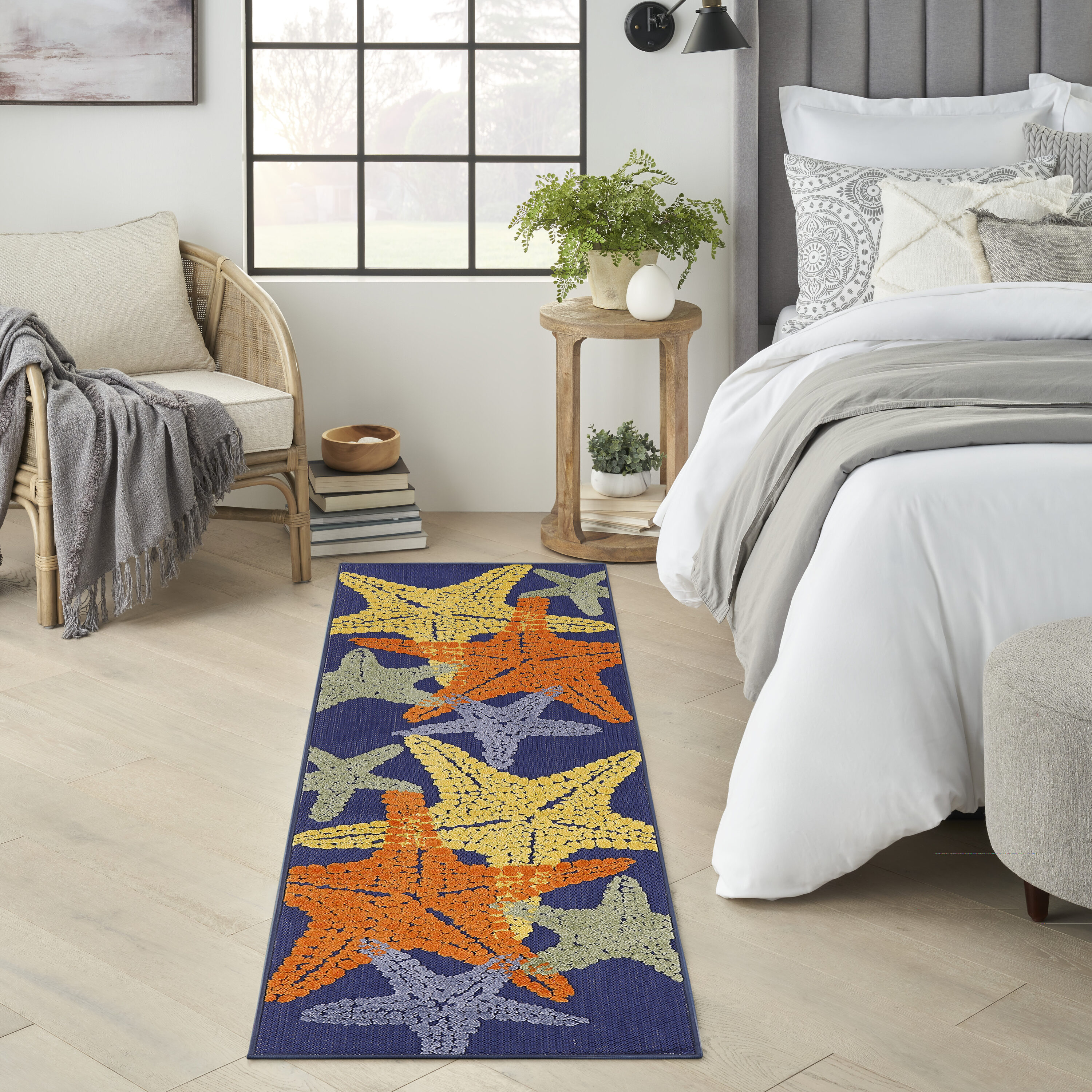 Nourison Home 099446921697 2 x 6 (ft) Loomed Polypropylene Blue Multicolor Rectangular Indoor/Outdoor Animal print Tropical Area rug