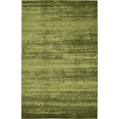 Green/Beige Unique Loom Del Mar Collection Area Rug-Transitional Inspired with Modern Contemporary Design 5' 0 x 8' 0 Rectangular 