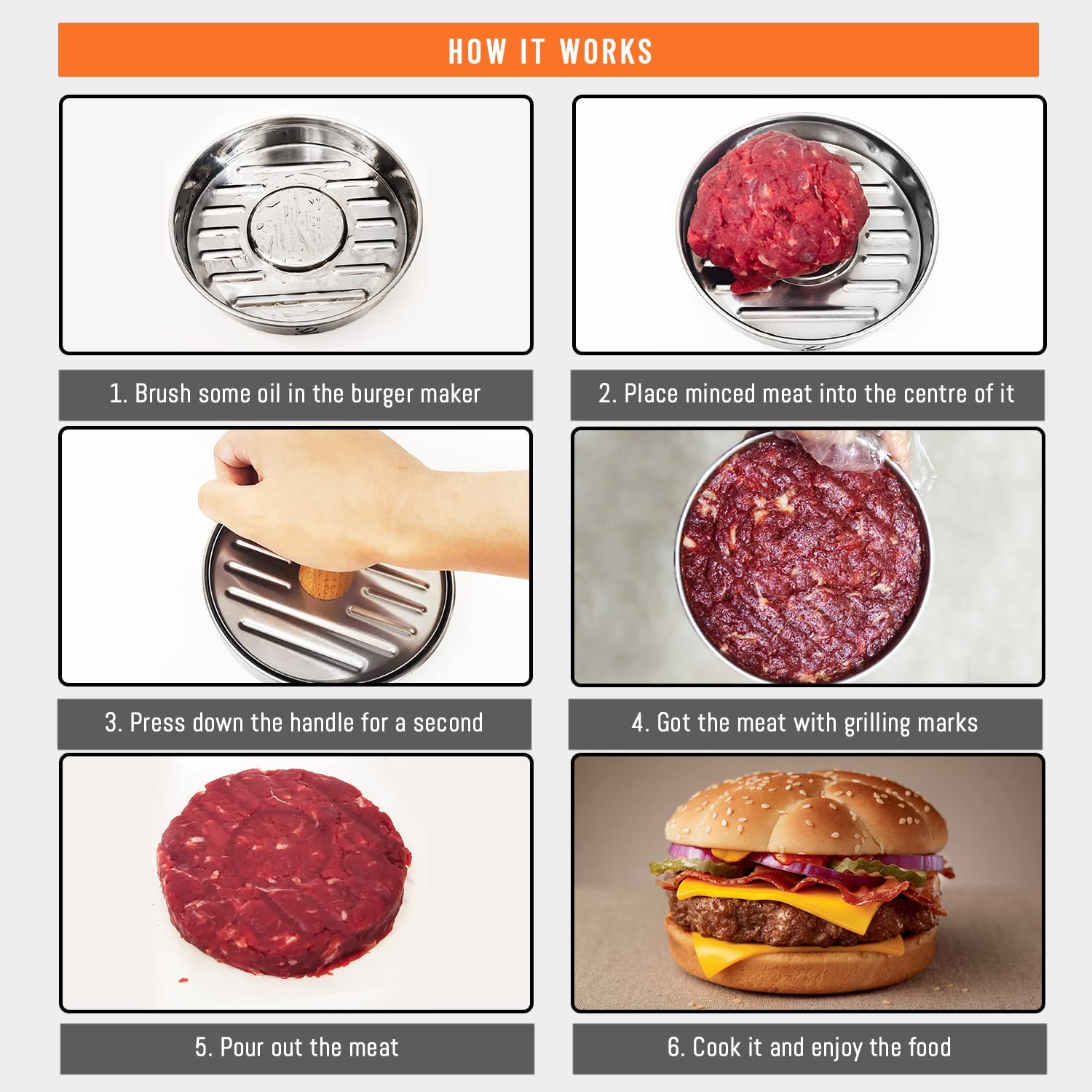 Z Grills Cast Iron Burger Grill Press Meat Beef Patty Heavy Duty BBQ Tool