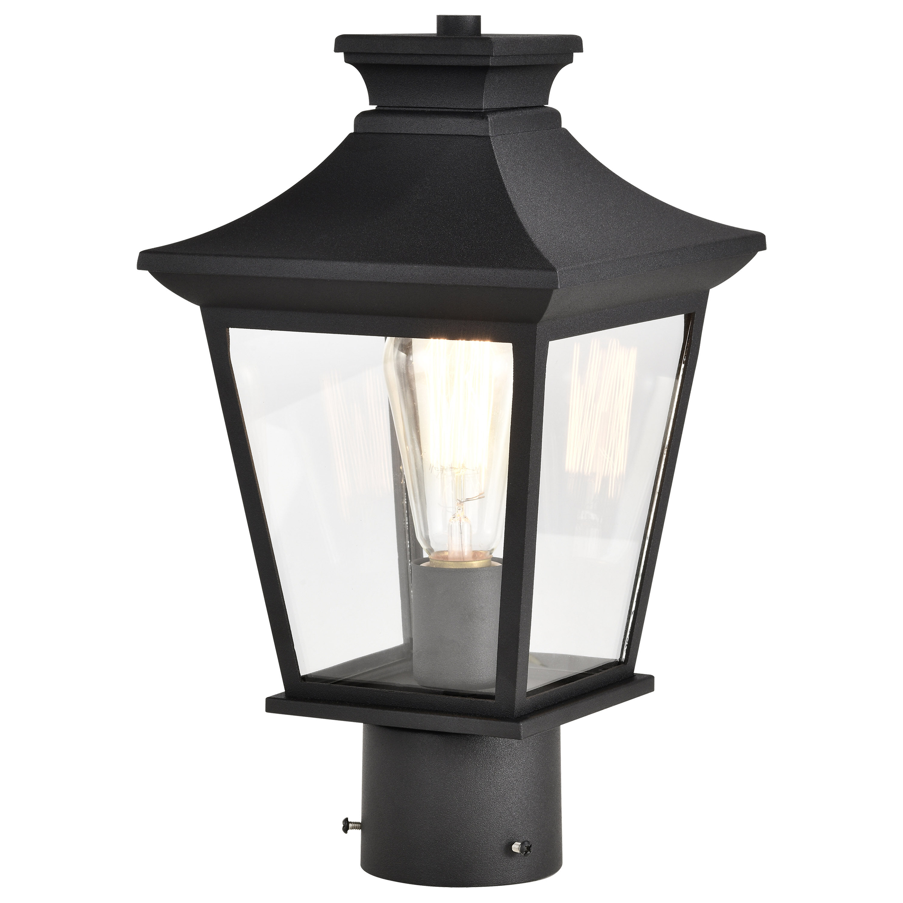 SATCO NUVO 60/5745 Cove Neck 13.78-Inches Textured Black Craftsman Outdoor Light post lantern