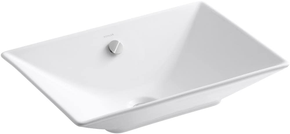 KOHLER 4819-0 Reve White Cast Iron Drop-In Rectangular Bathroom Sink (21.625-in x 14.75-in)