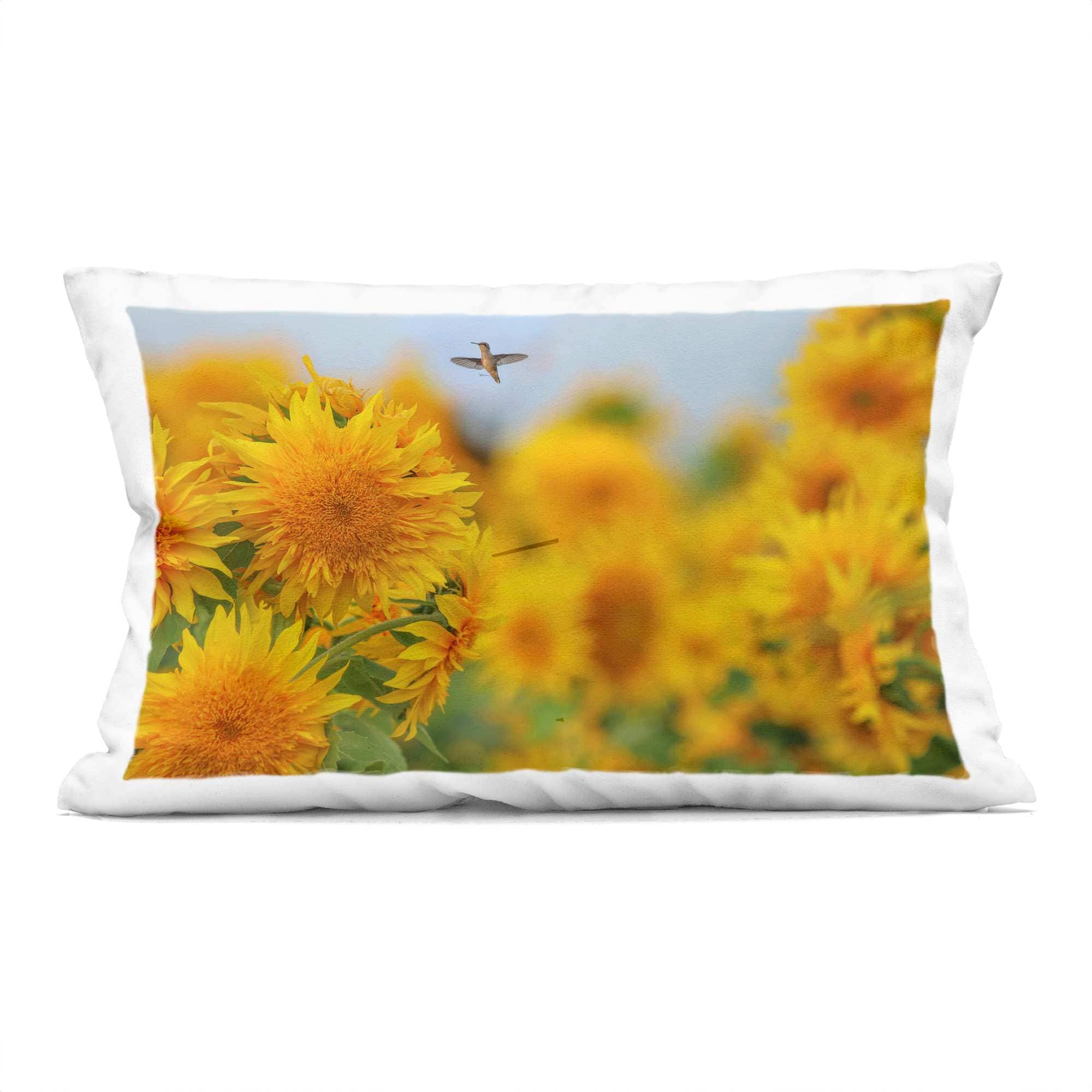 Stupell Industries  Happy Hummingbird and Sunflowers Decorative Printed Throw Pillow design by Carrie Ann Grippo-Pike 14 x 20