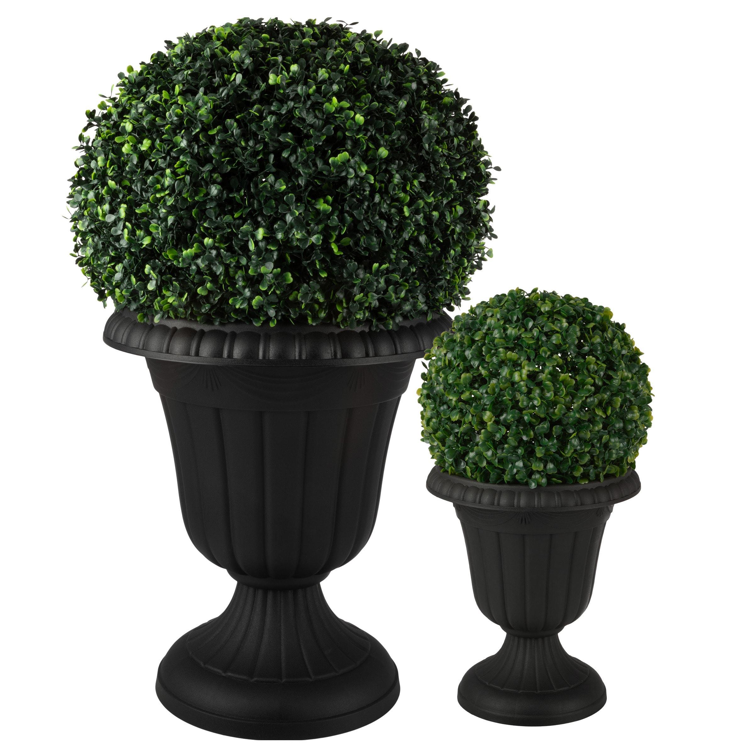 Pure Garden 2 -Pack Urn 16-in W x 16-in L Black Plastic Indoor/Outdoor Planter