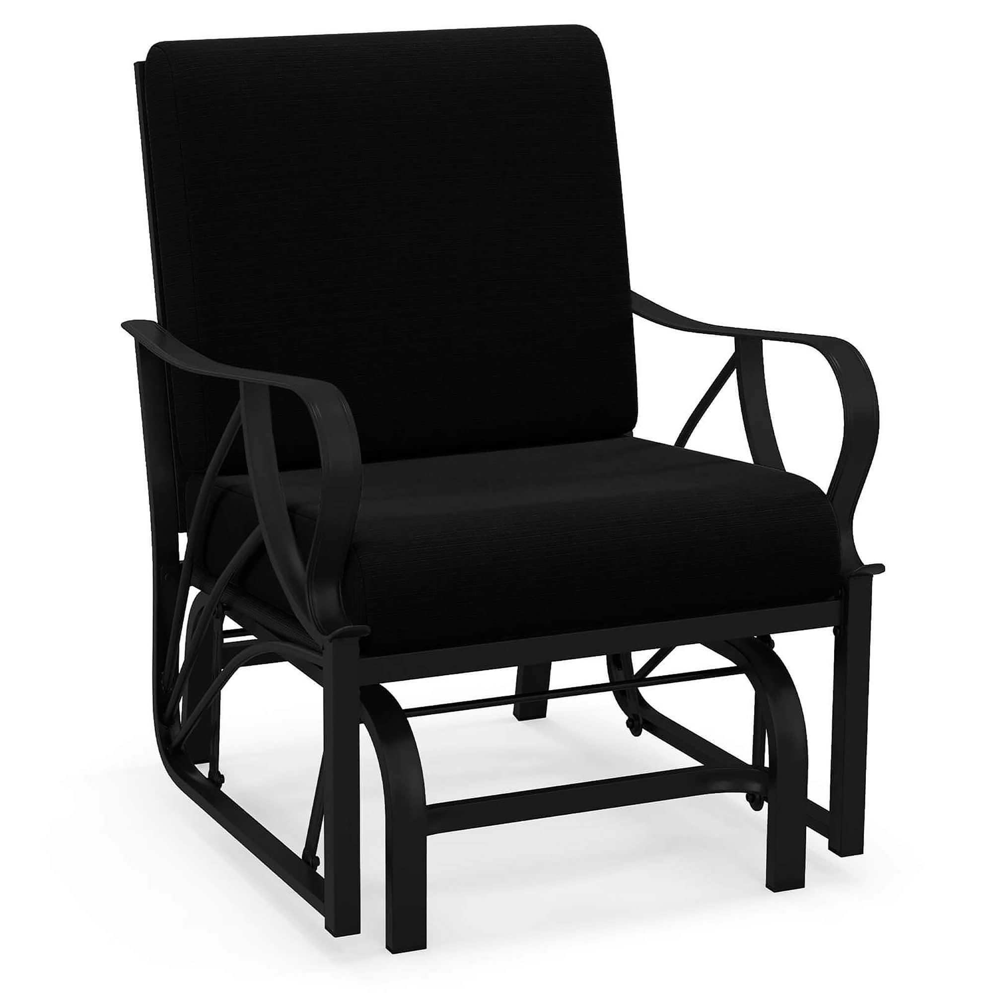 Costway HCST05916 Black Metal Frame Glider Rocking Chair with Black Cushioned Seat