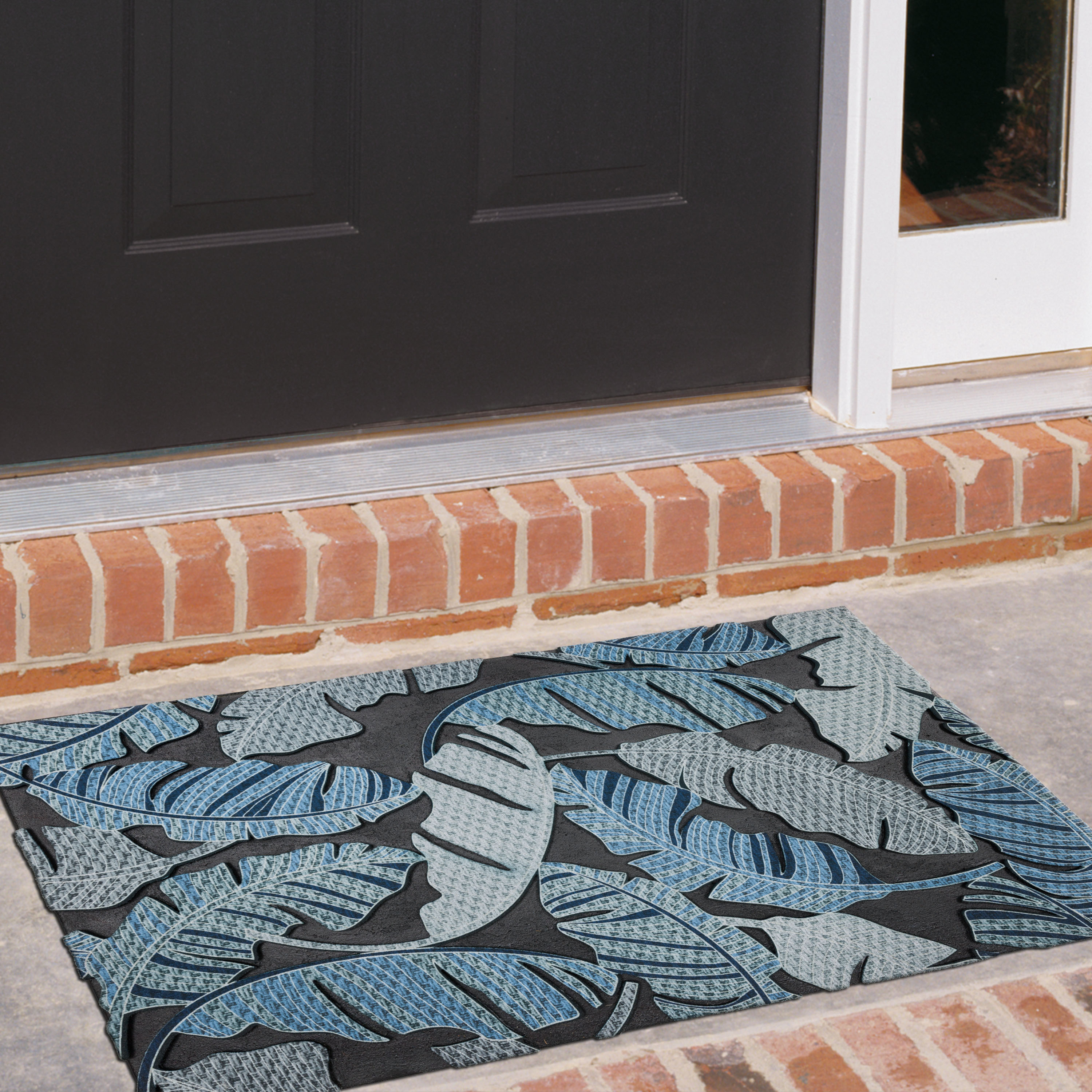 Mohawk Home 1-1/2-ft x 2-1/2-ft Blue Rectangular Outdoor Door Mat