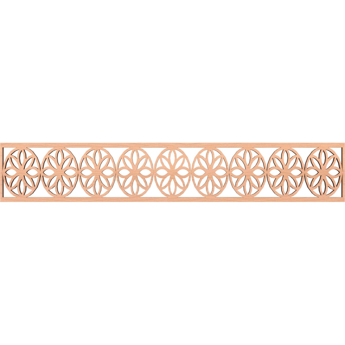 Ekena Millwork MLDB08X46BLUAL Blume Fretwork Flat Trim 8-in x 3.89-ft Alder Brown Unfinished 2155877 Pierced Wall Panel Moulding