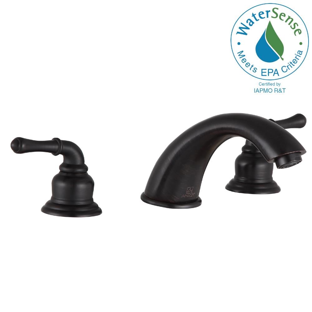 ANZZI L-AZ186ORB Princess Oil rubbed bronze Widespread 2-handle WaterSense Low-arc Residential Handle Bathroom Sink Faucet