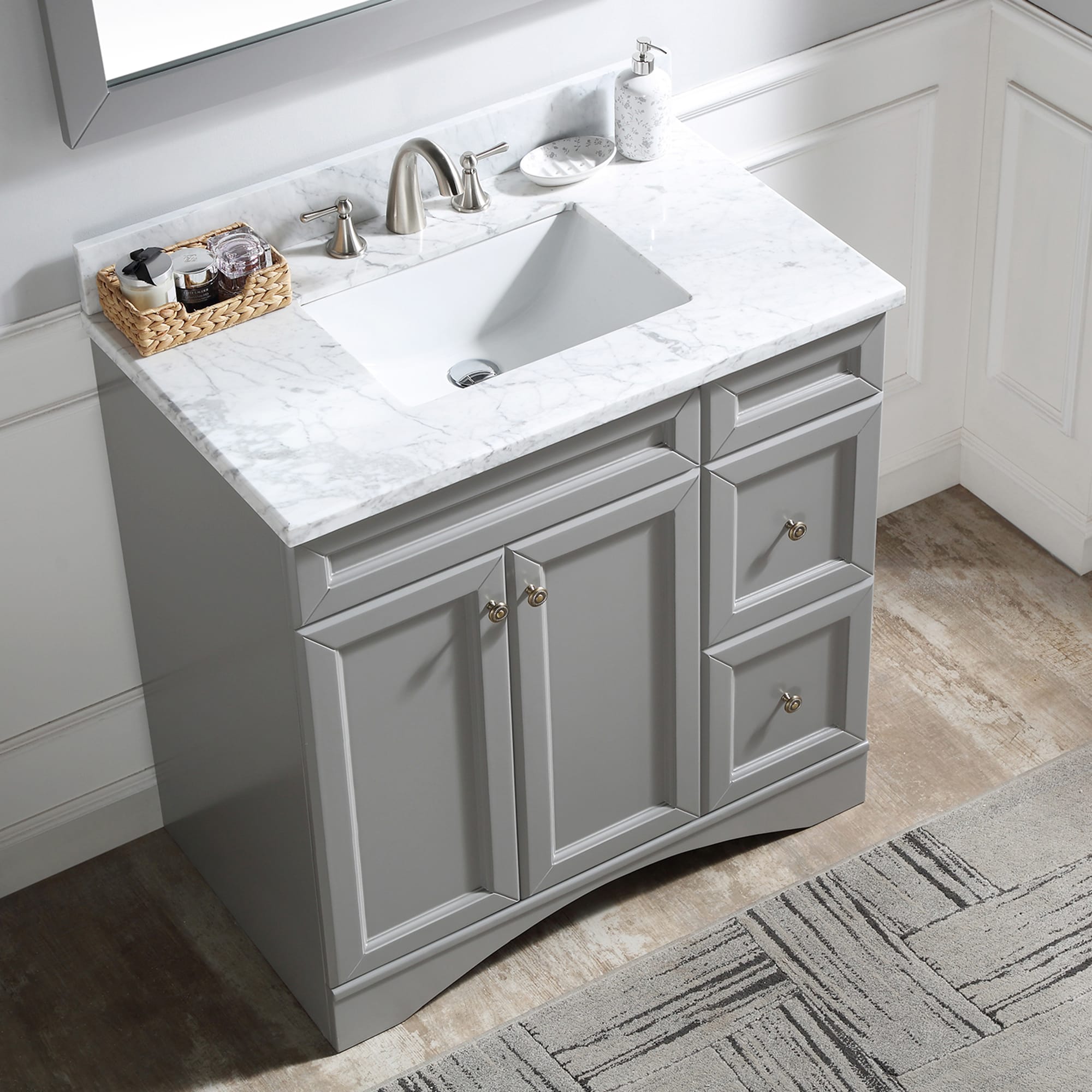 Clihome Bathroom Vanities with top and mirror 36-in Gray Undermount ...