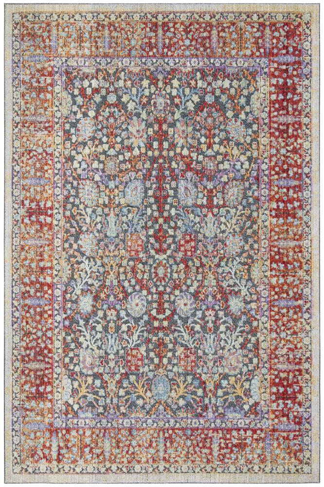 Safavieh PRV183Q-5 Provance Angoul 5 x 8 (ft) Loomed Synthetic Red/Black Rectangular Indoor Floral/Botanical Vintage Area rug