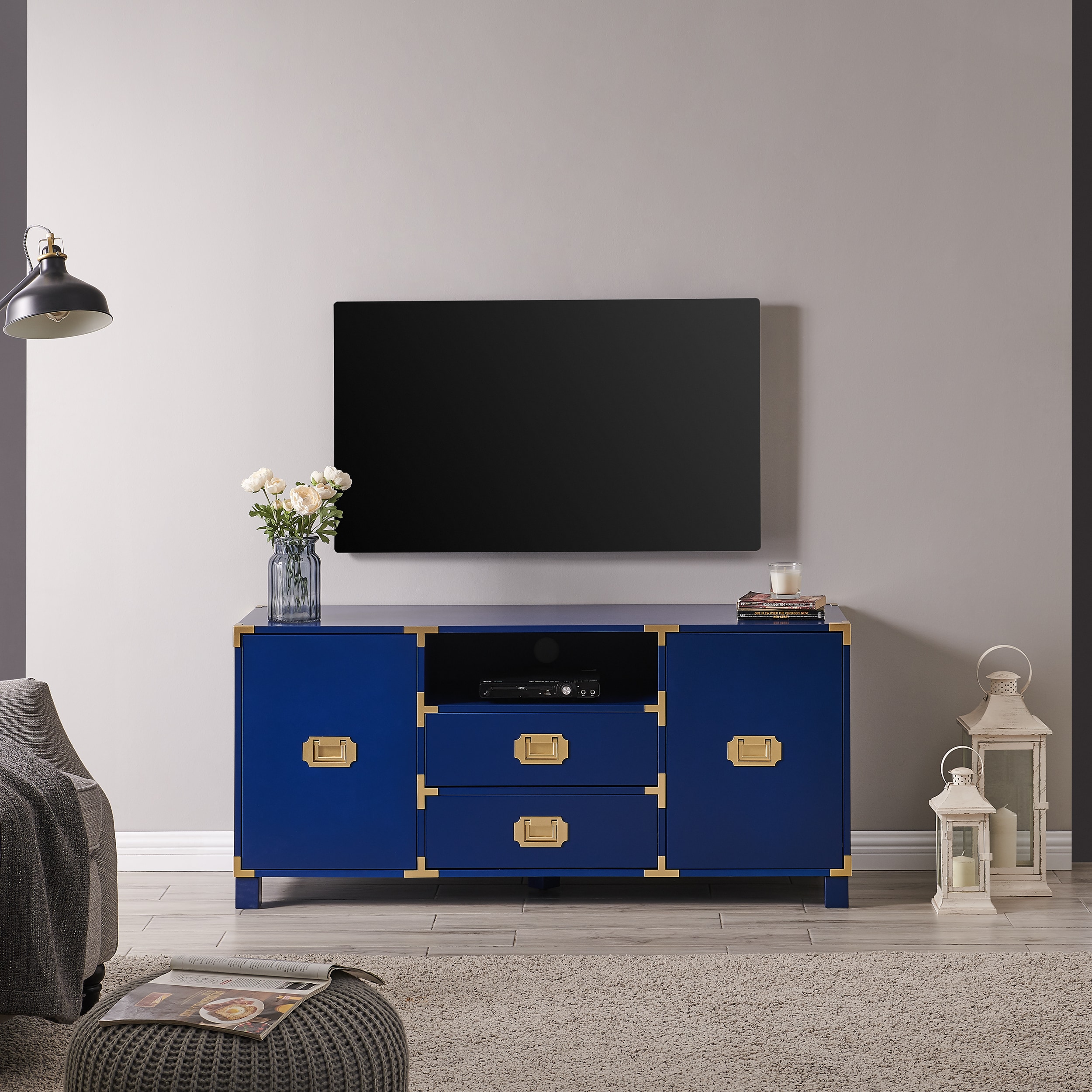 LOVMOR SF-X-B20479472 Campaign Entertainment Center Console Navy