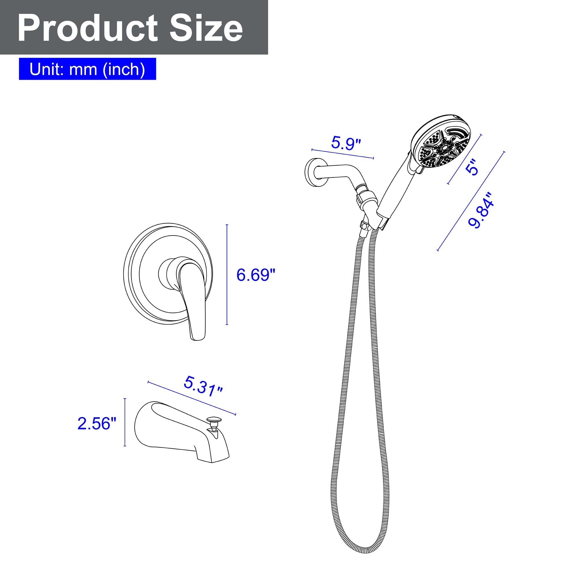 WELLFOR WA4026MB01 Tub-Shower-Faucets - View #6