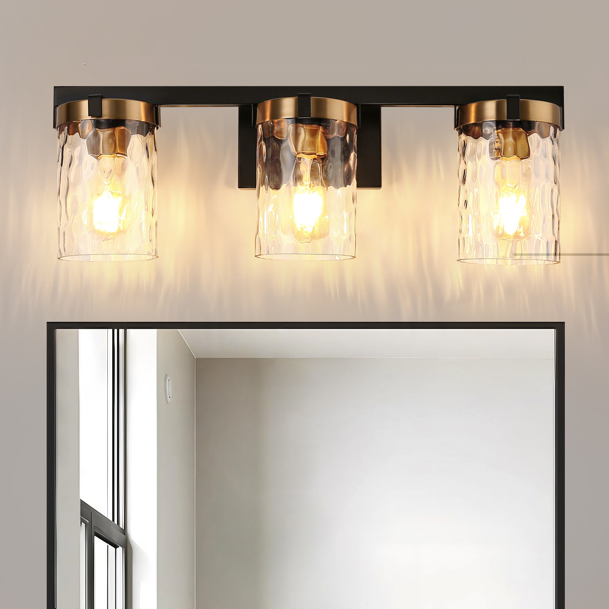 YANSUN LA-HH-JQ31201CGD-11 24-in 3 -Light Matte Black Industrial Vanity light
