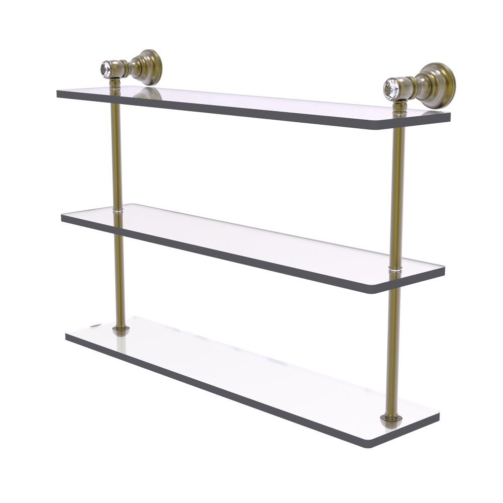 Allied Brass CC-5-22-ABR Carolina Crystal Antique Brass 3 -Tier Wall mount Bathroom Shelf ( 22-in x 16-in x 5-in )
