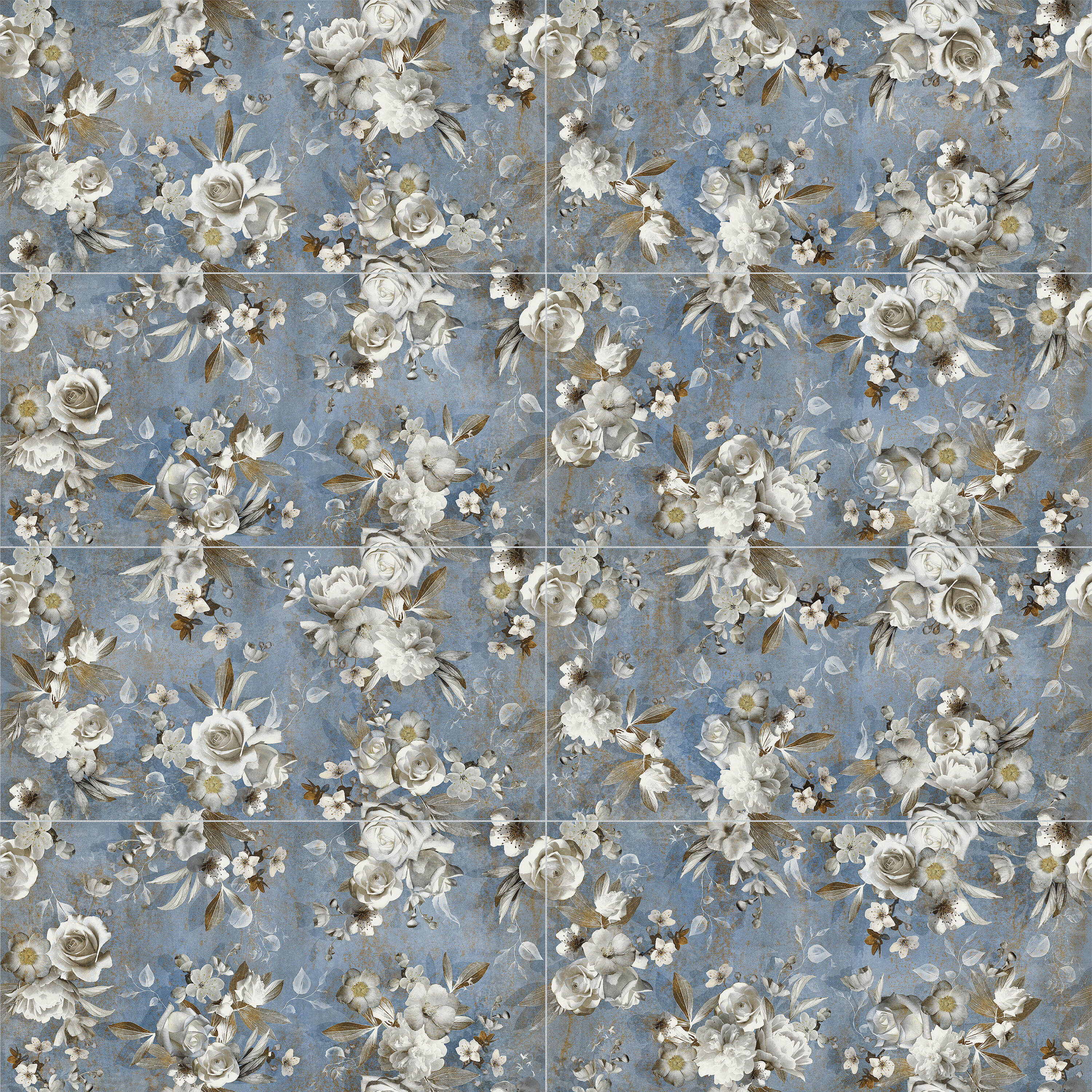 Affinity Tile S1FNX48PSBL Sample - Parete Setoso Blue 6-in x 8-in Multi-finish Porcelain Patterned Floor and Wall Tile
