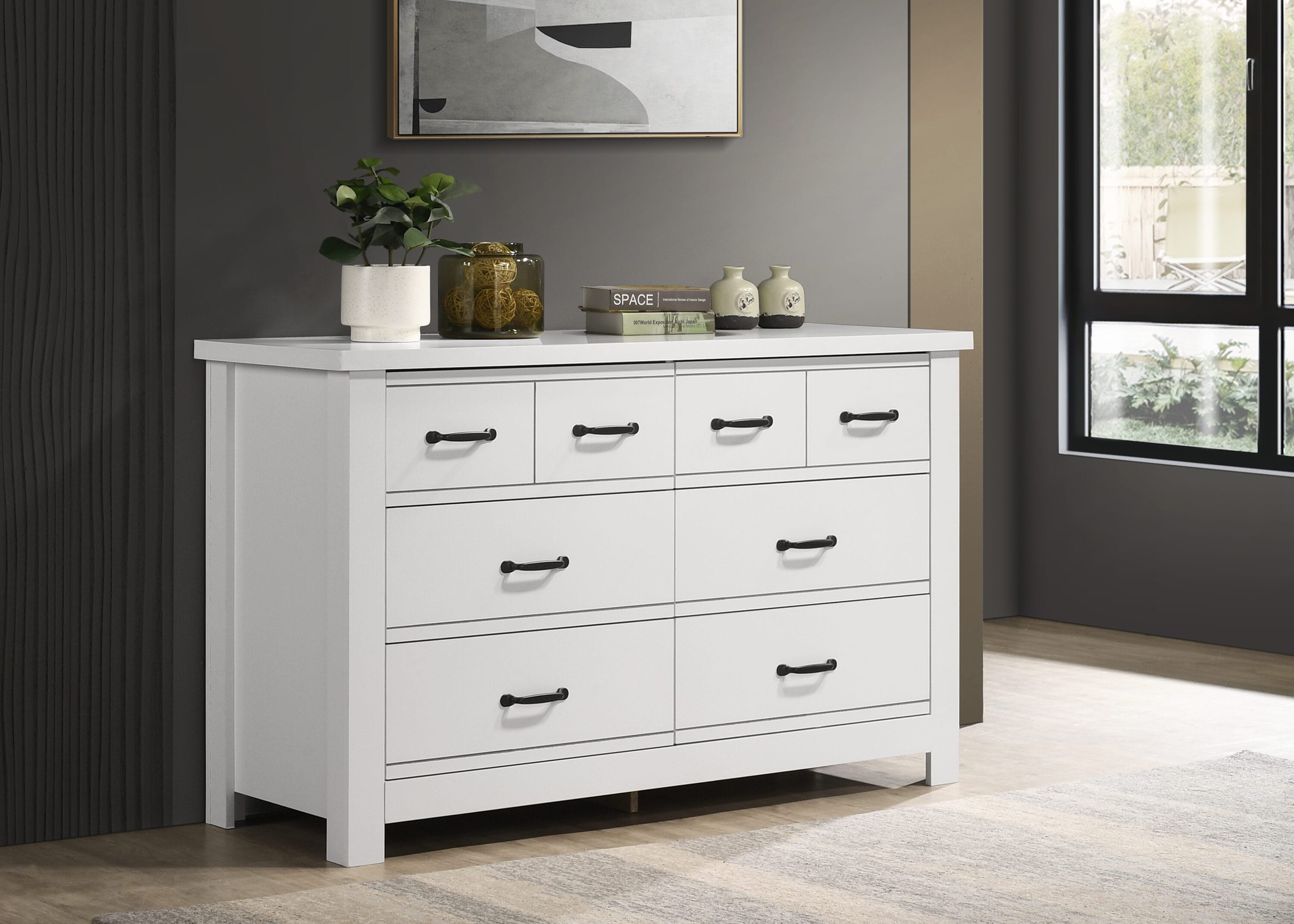 Tatayosi - Cassini 51inch White 8 Drawer Dresser