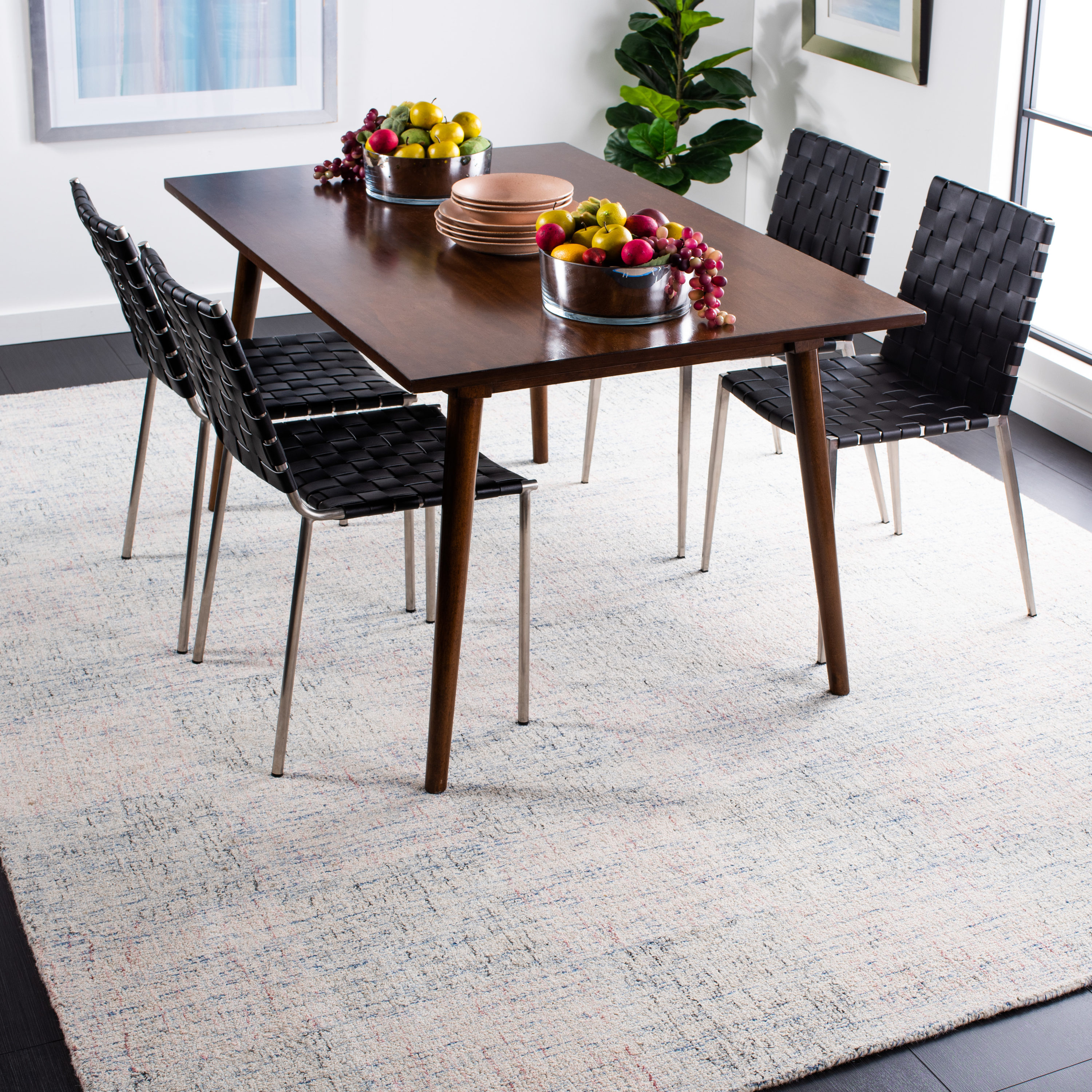 Metro Blue and White Hand-Tufted Wool Area Rug