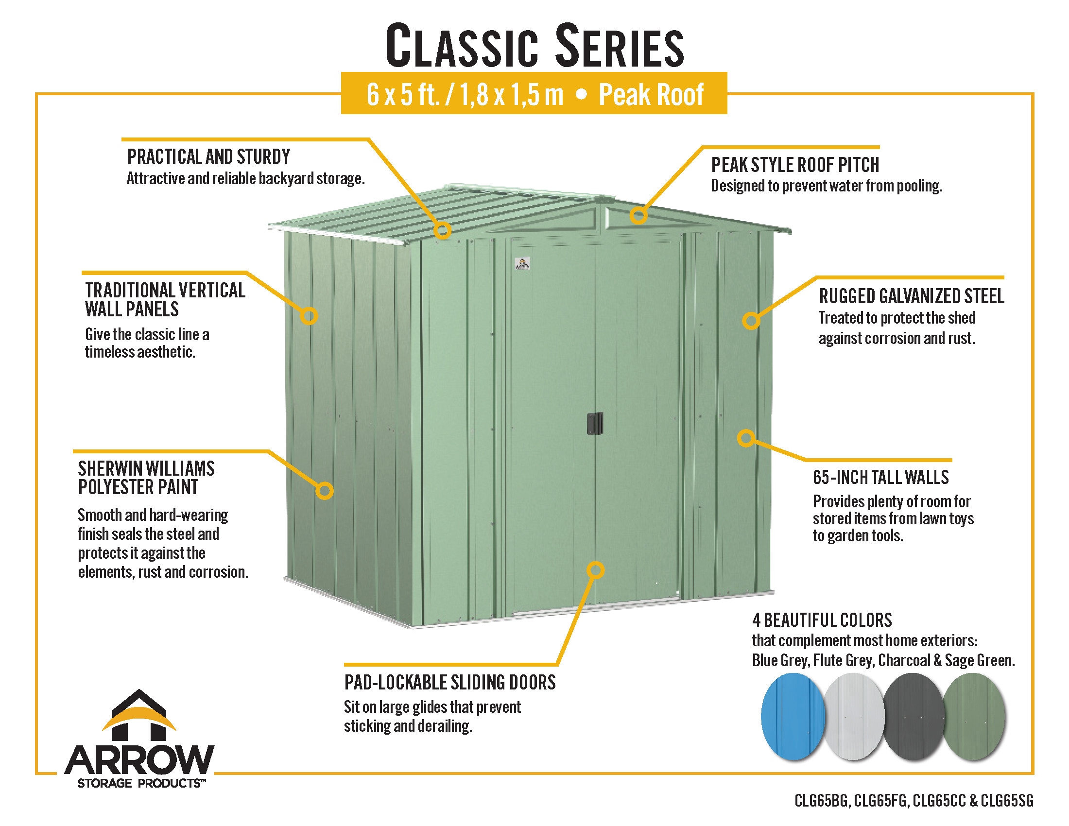 Arrow CLG65BG Metal-Storage-Buildings-Sheds - View #12
