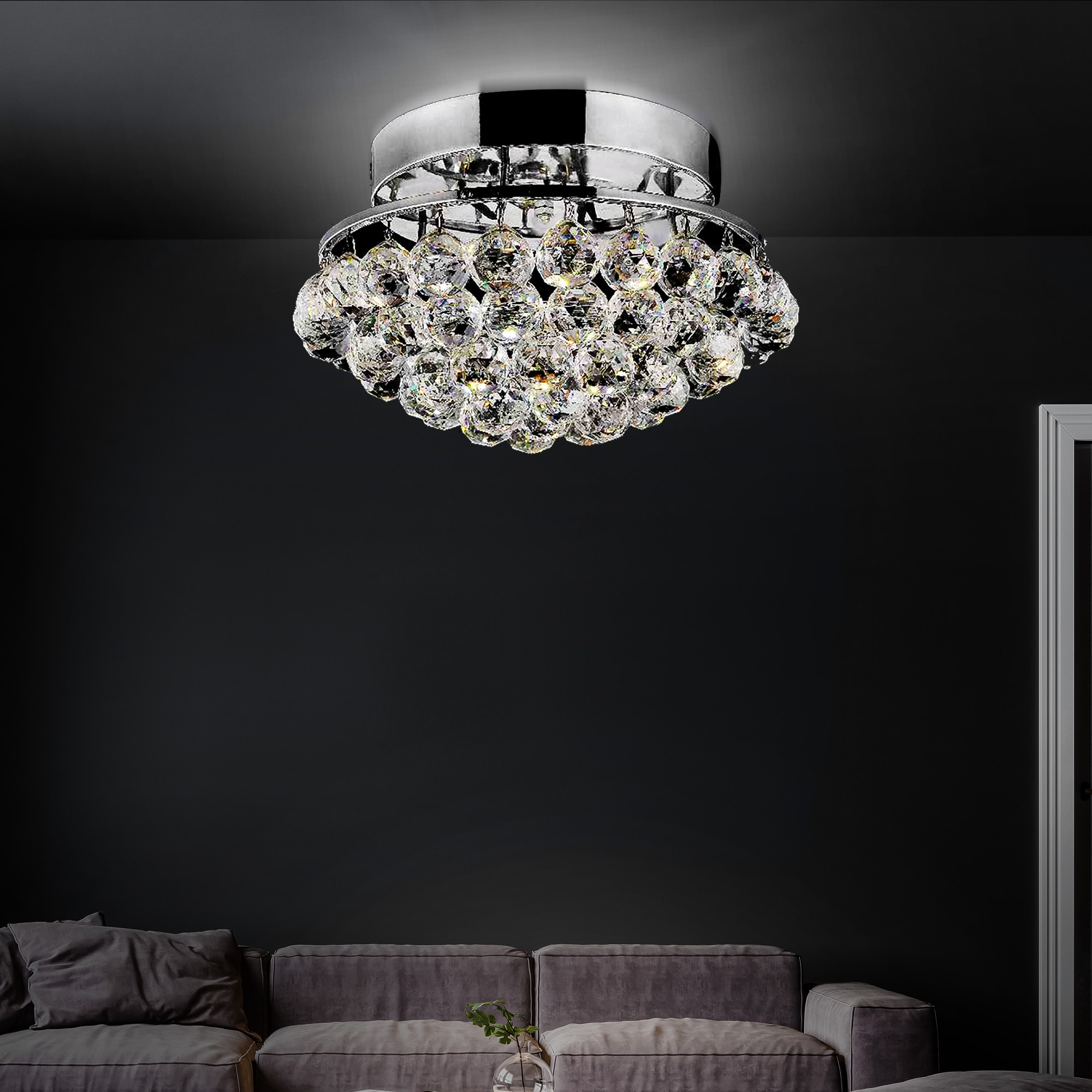 CWI Lighting 8038C14C-R Queen 4 -Light 14.0-in Chrome Flush Mount Light