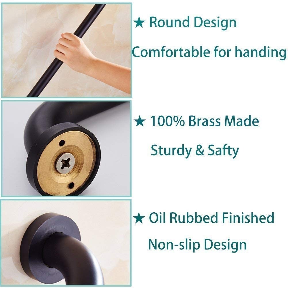 Aoibox  12 Inch Oil Rubbed Bronze Shower Grab Bar Solid Brass Construction Supports Up to 500 lbs Bathroom Handrail