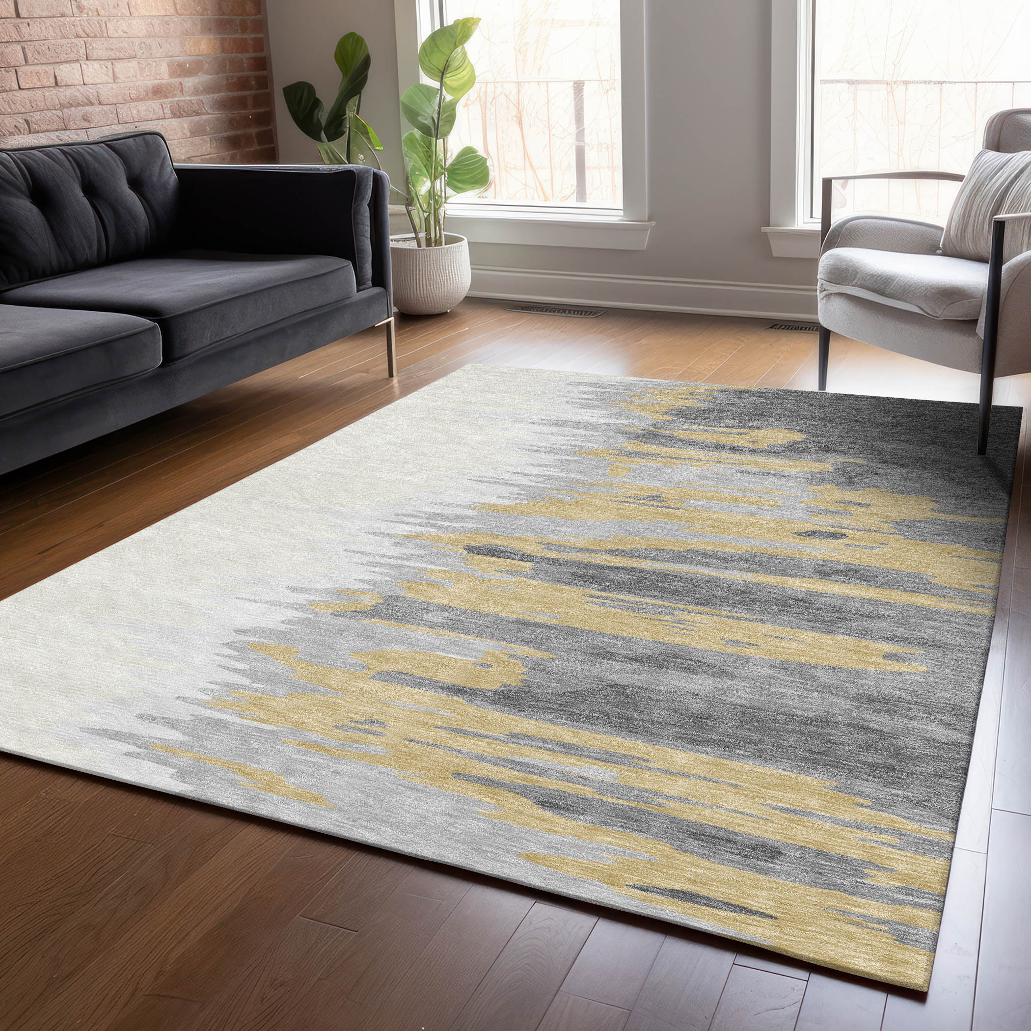 Addison Rugs ACN1050GY3X5 Chantille ACN1050GY 3 x 5 (ft) Polyester Gray Rectangular Indoor/Outdoor Geometric Machine washable Area rug