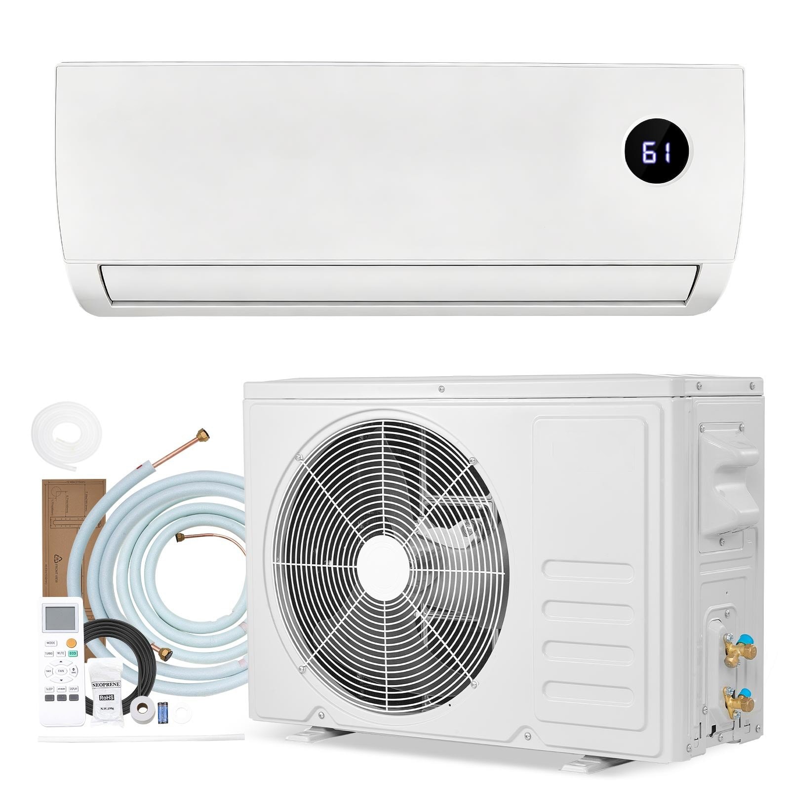GIVIMO 9000-BTU Mini Split Air Conditioner and Heater 230V 19 SEER2 Ductless Inverter Heat Pump with Remote Control for 450-sq ft Coverage Area