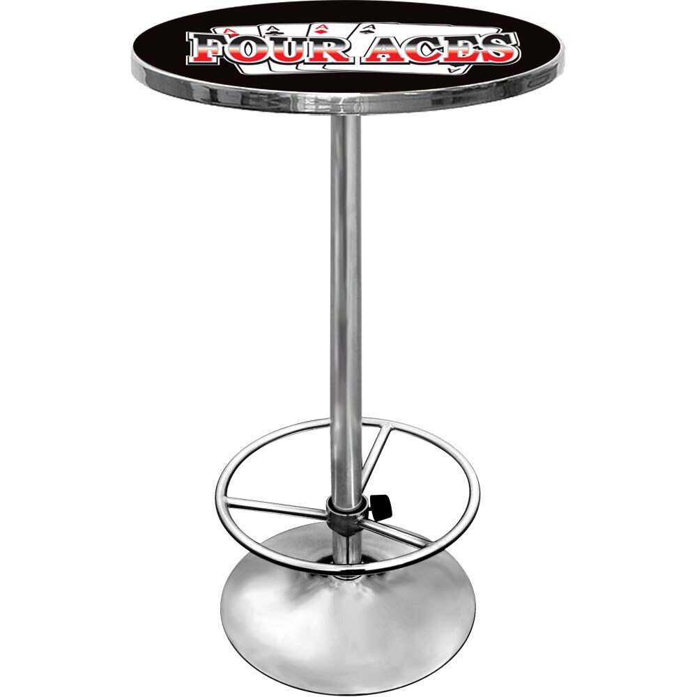 Trademark Gameroom FA2000 Pub Tables Chrome Round Traditional Bar Table, Composite with Metal Pedestal Base 27.375-in L x 42-in H