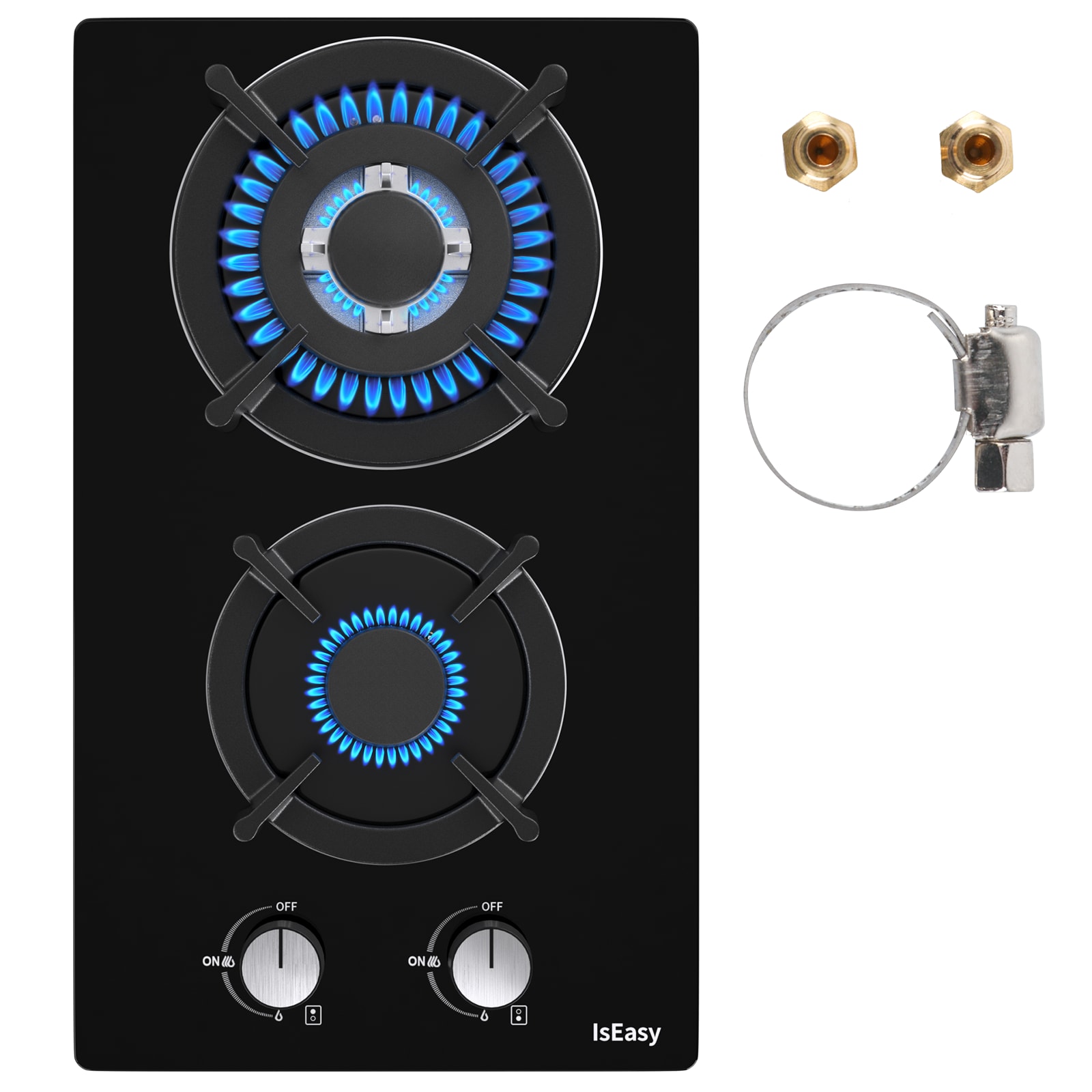 IsEasy 1816804 12-in 2 burners Black Gas Cooktop