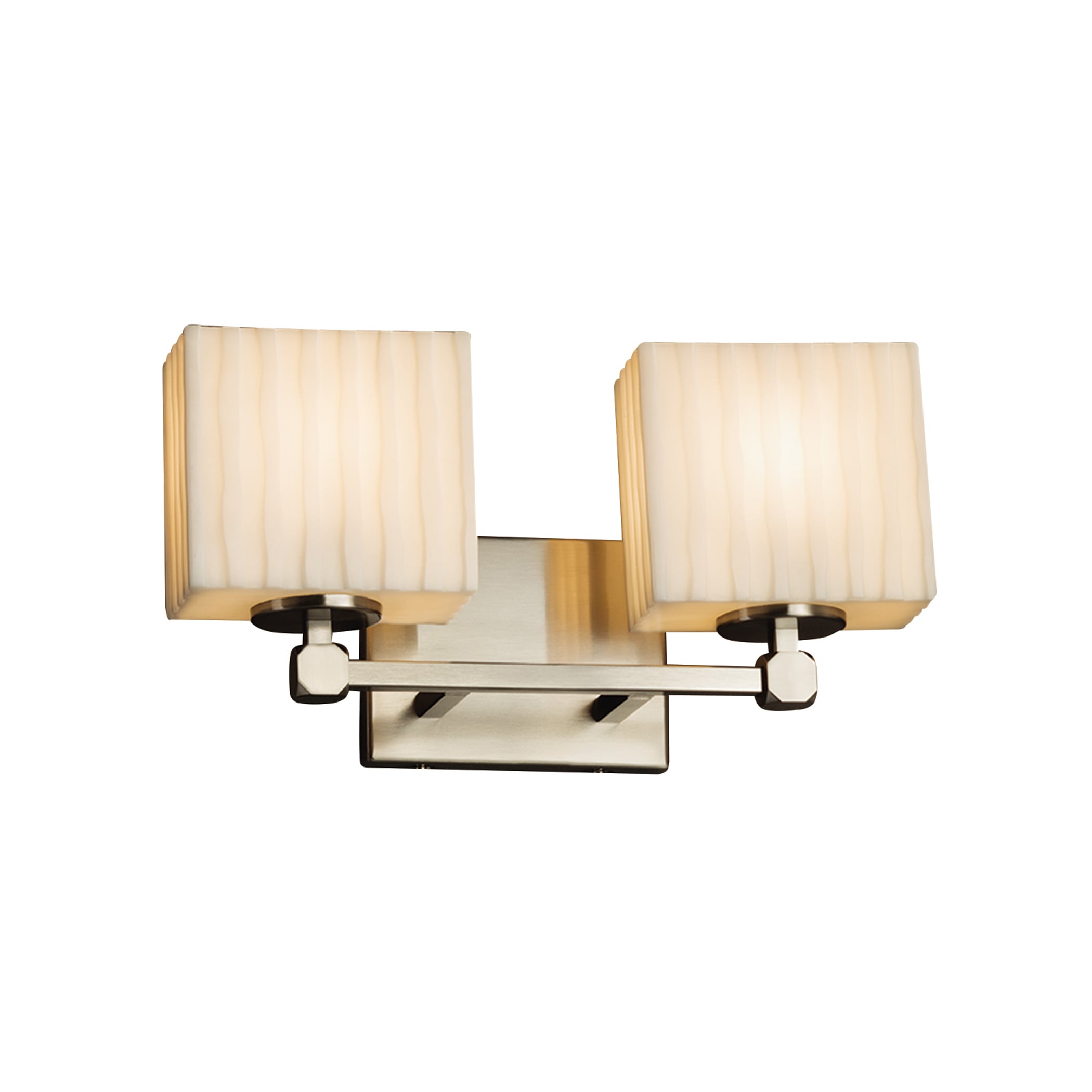 Justice Design Group PNA-8422-55-WF-NC-LD Porcelina 14.5-in 2-Light Brushed Nickel LED Transitional Vanity Light