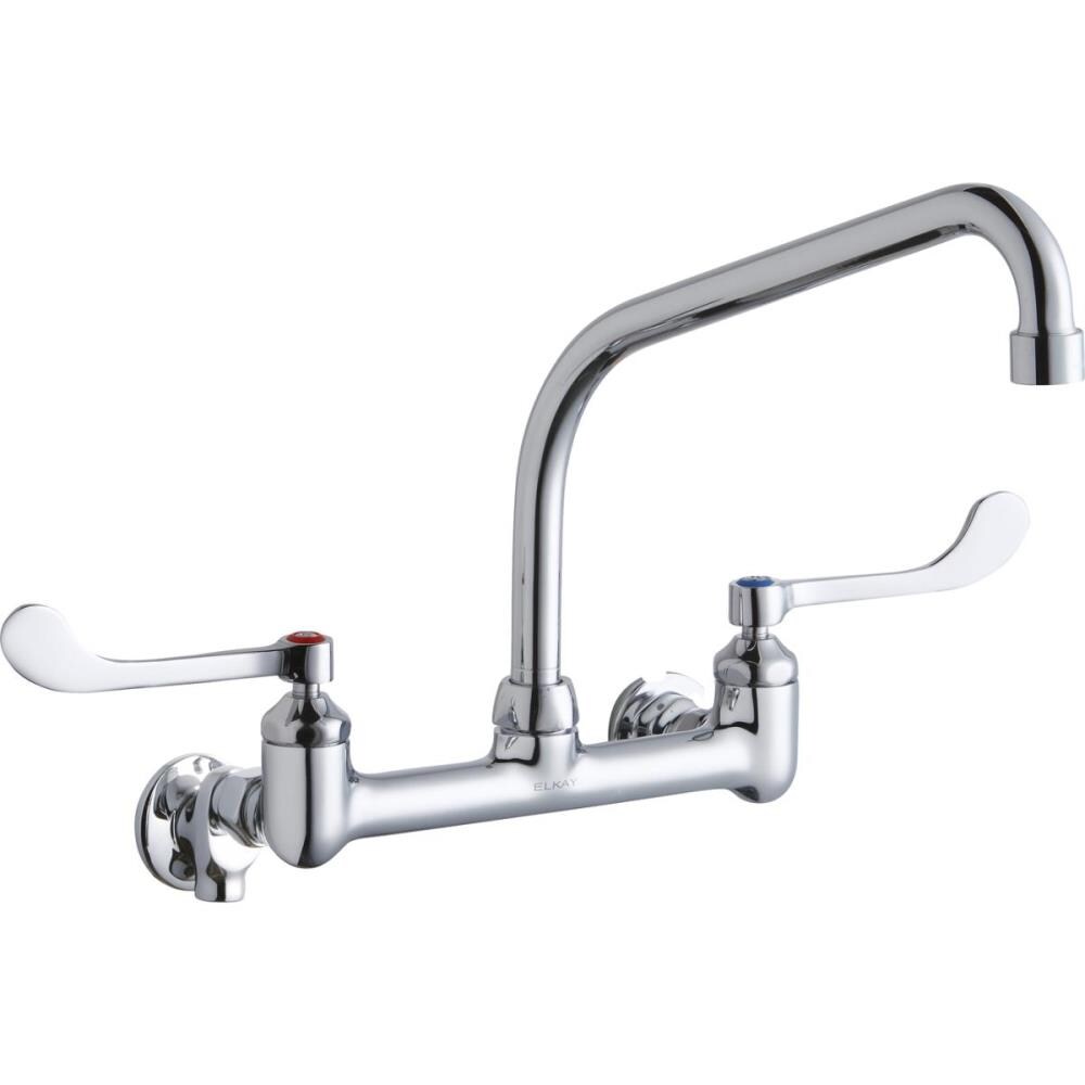 Elkay Chrome Double Handle Wall-mount High-arc Commercial Kitchen ...