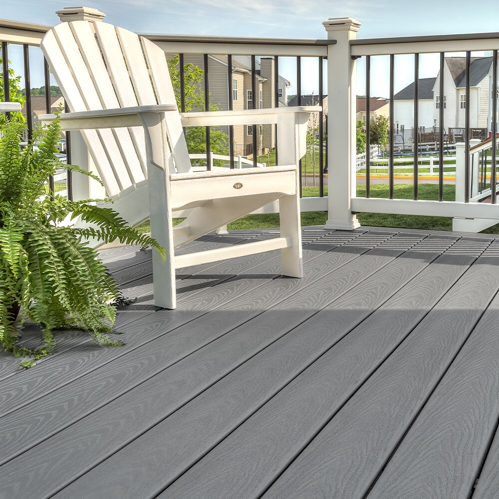 Trex Select 20-ft Pebble Grey Grooved Composite Deck Board in the ...