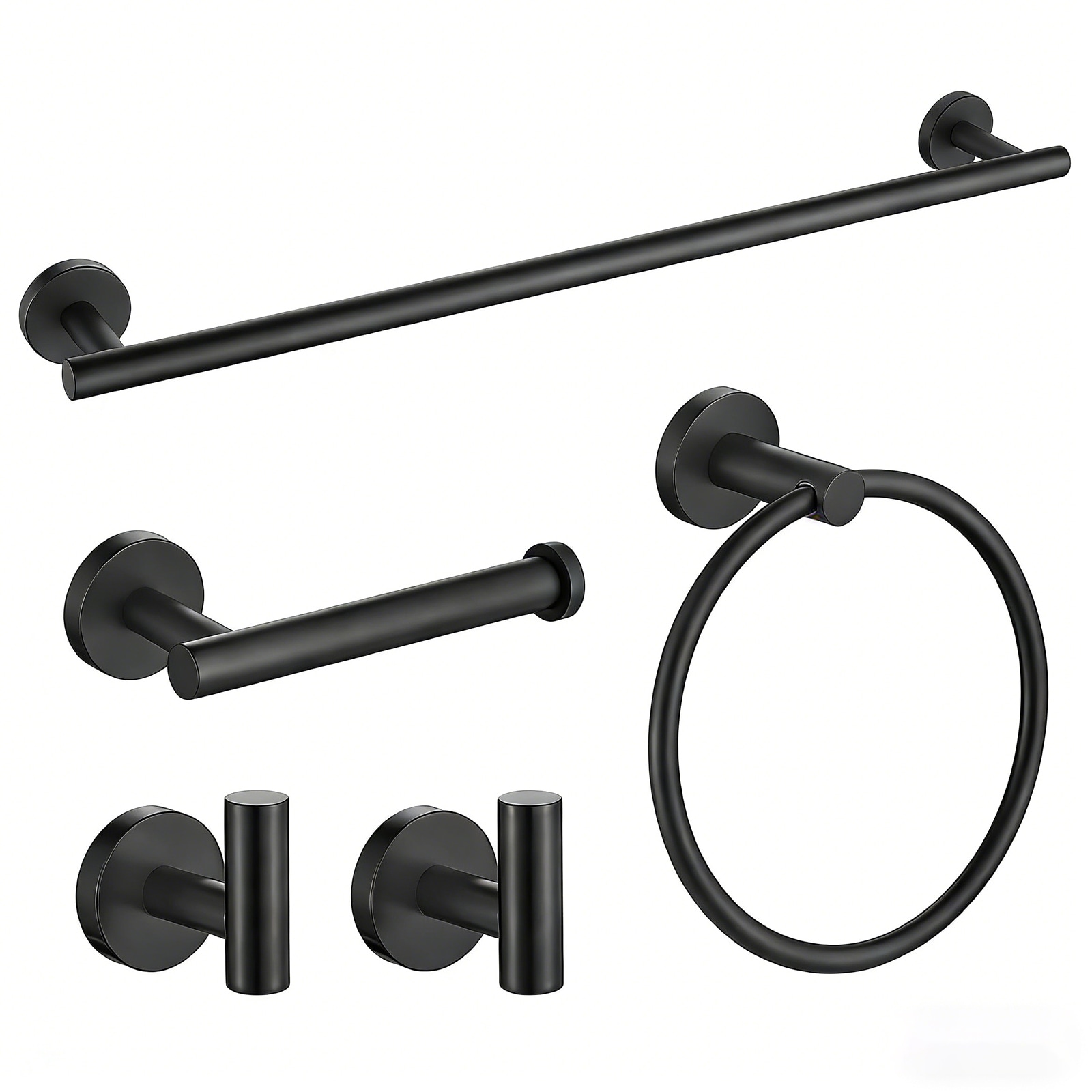 BYH Decorative Bathroom Hardware Set with Towel Bar, Toilet Paper Holder, Towel Ring, and Robe Hook Included
