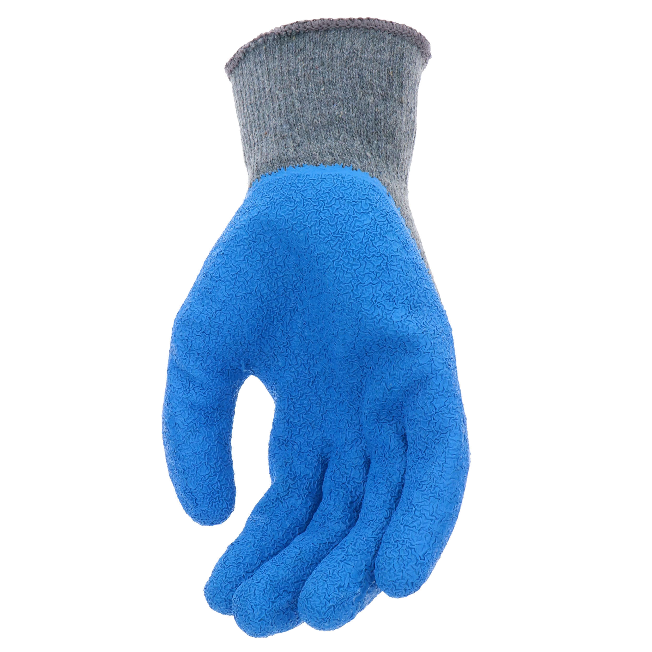 Rubber Latex Coated Work Gloves for Construction, Blue, Crinkle Pattern, 12  Pair