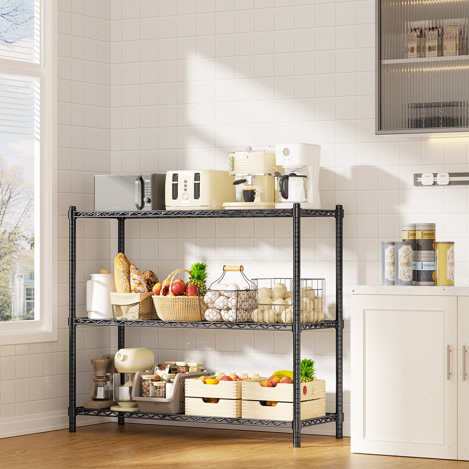 LOVMOR 3-Tier 48 in W x 47 in H x 20 in D Height Adjustable Garage Wire Shelving Unit