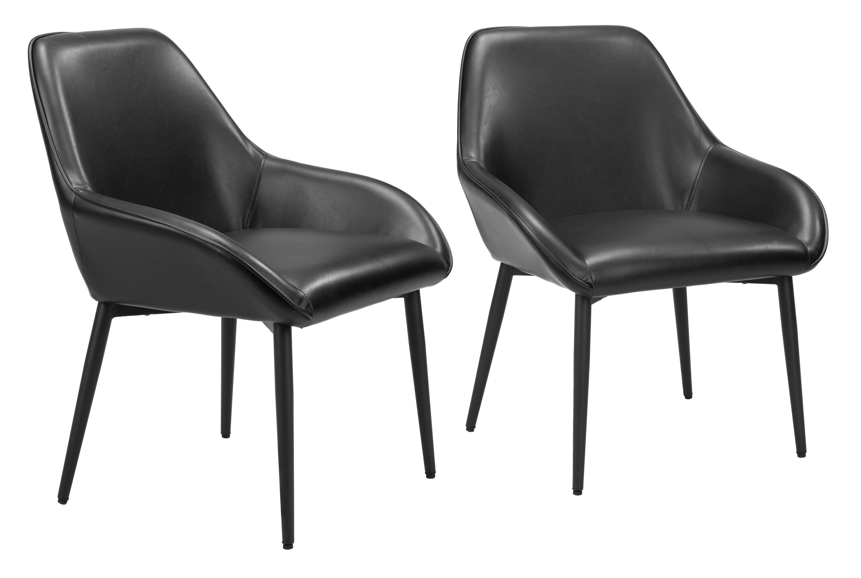 ZUO 110073 Set of 2 Contemporary/Modern Faux Leather Upholstered Dining Arm Chair (Wood Frame)