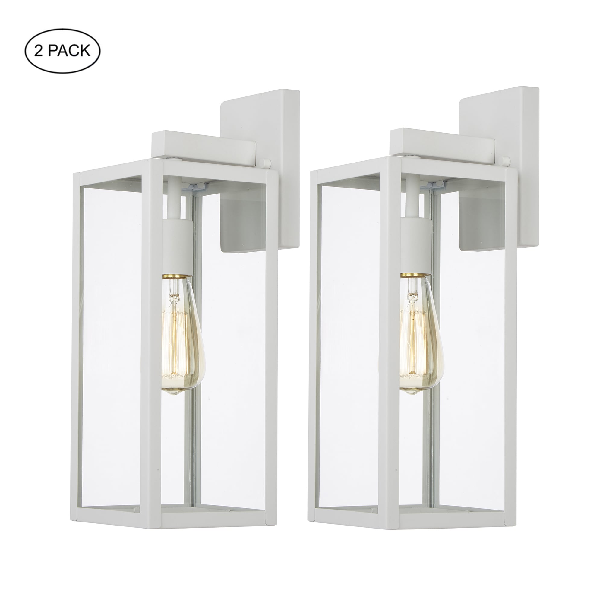 Hukoro F88712-WH 2 -Pack 2 -Light 17-in H Matte White Hardwired Outdoor Wall Light