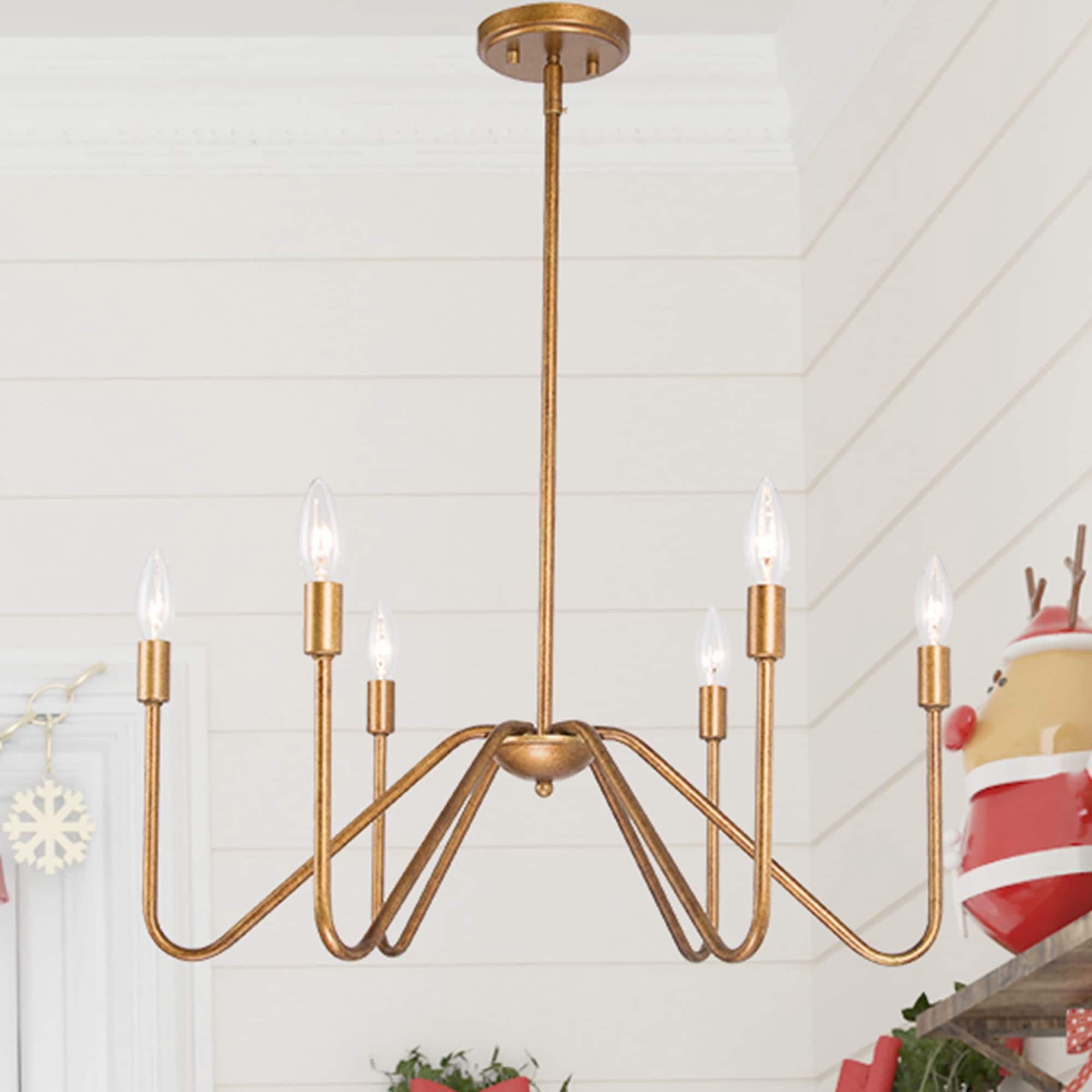 Uolfin Z7B7VQ-LWS23803-U7 6 -Light Antique Gold Modern/contemporary For Use in Bedrooms, Dining Rooms, Foyers, Kitchens, Living Rooms Chandelier