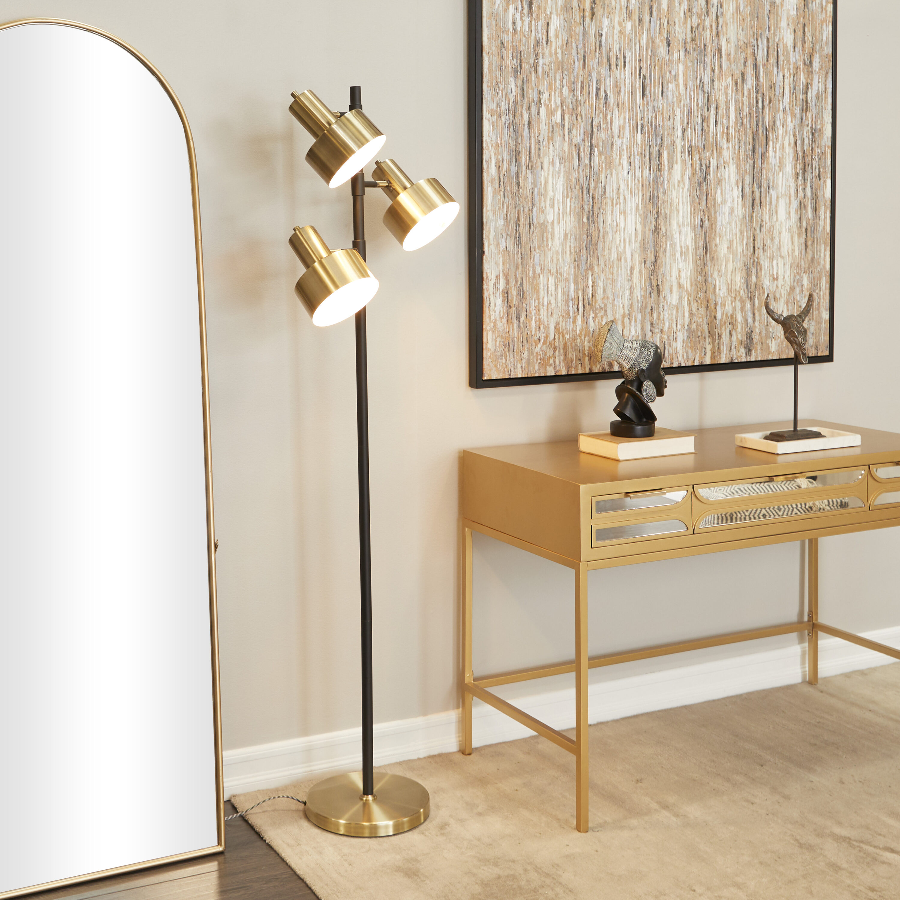 Grayson Lane 29688 67-in Gold Rotating Shade Standard Floor Lamp with Metal Shade