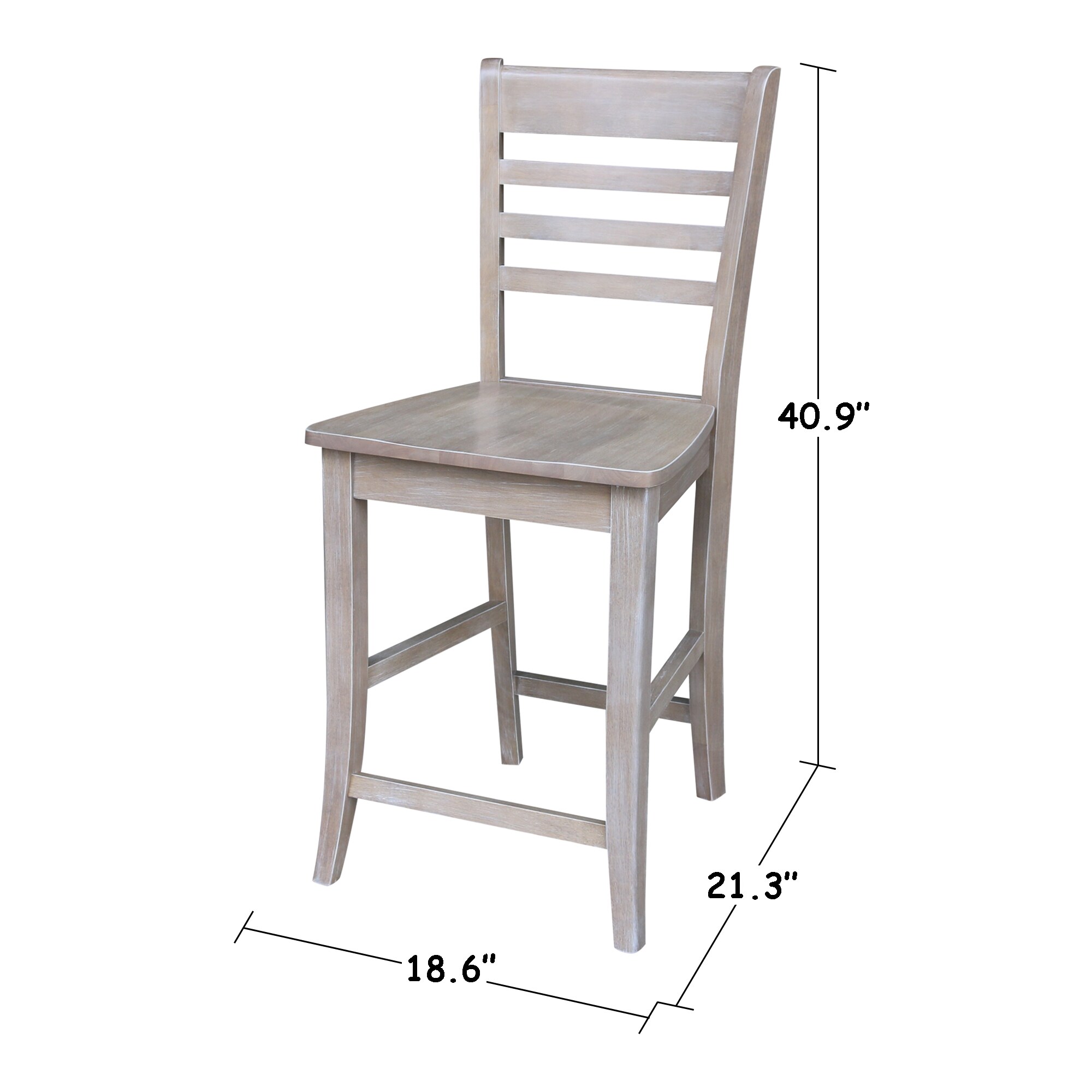 Cosmo Vintage Washed Grey Solid Hardwood 24" Counter Stool