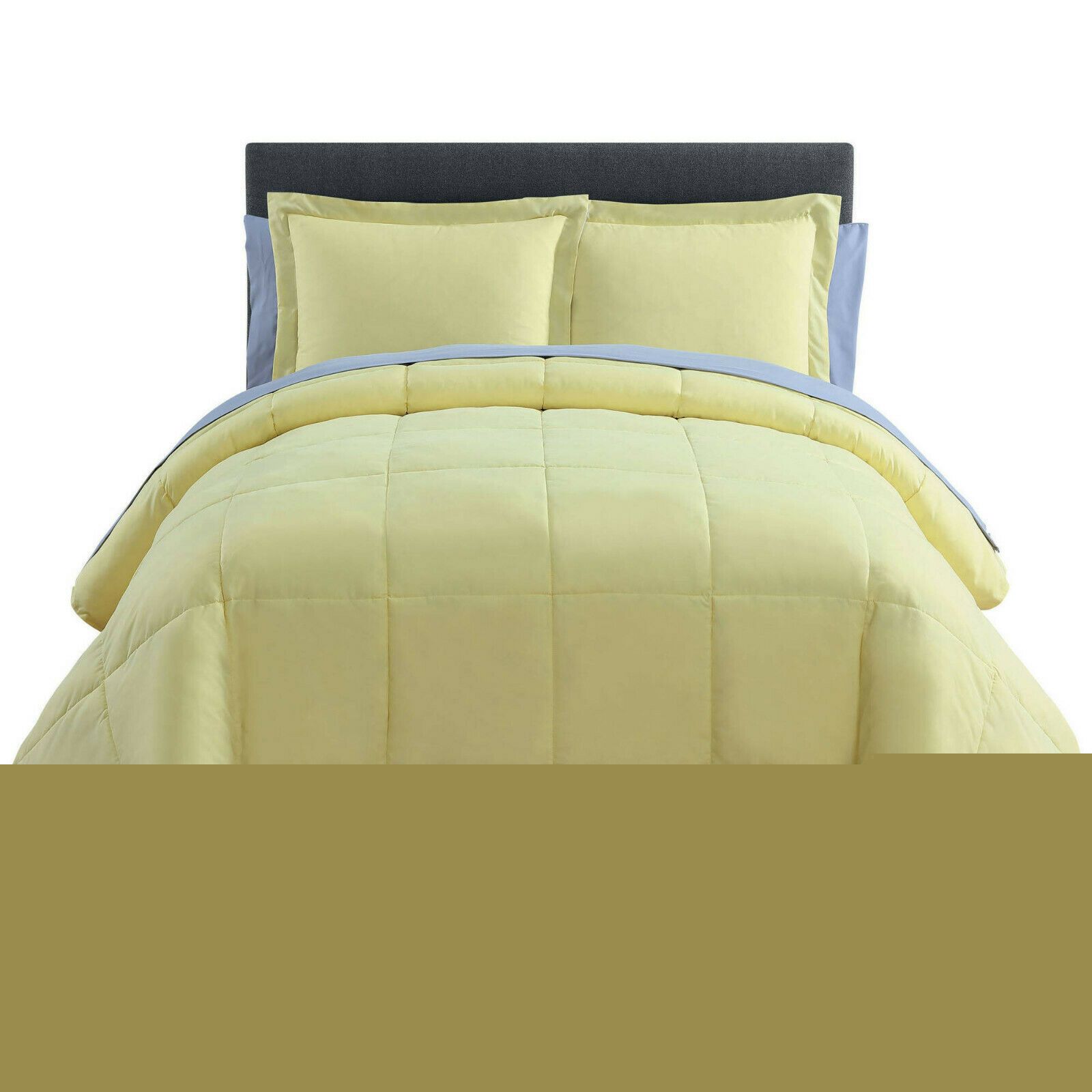 KATE AURORA Living Goose Down Alternative Bed in a Bag Complete Comforter Set Full Yellow