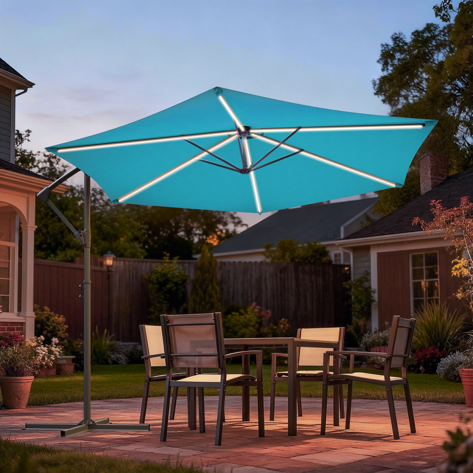 light blue patio umbrella 10 foot 3-Tier w/ Tilt Adjustment, Crank There are also 5 levels of tilt adjustment ACEGOSES 10-ft Steel Light blue