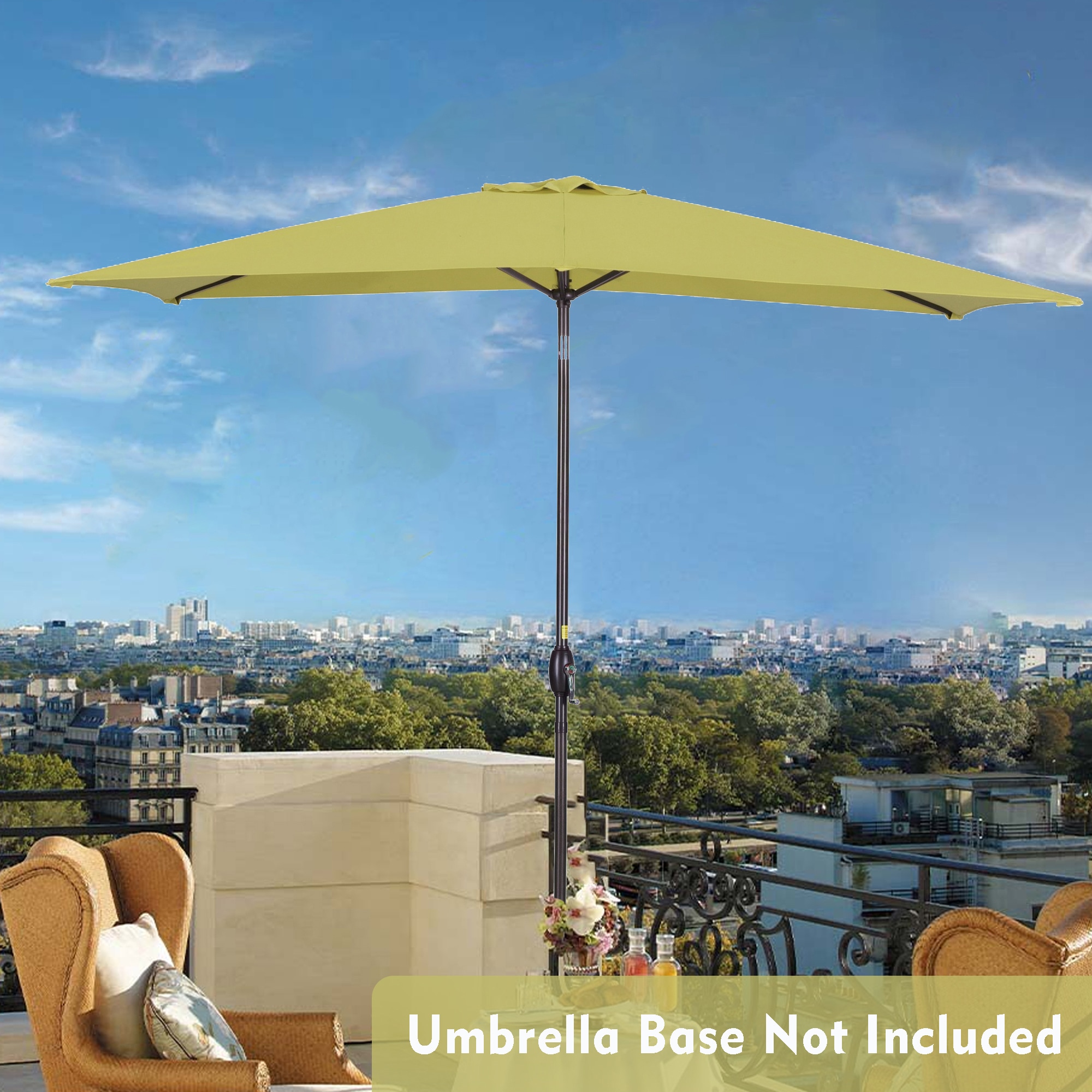 Fun Orange FUNS1HW23 10-Feet Steel Yellow Push-button Tilt Market Patio Umbrella